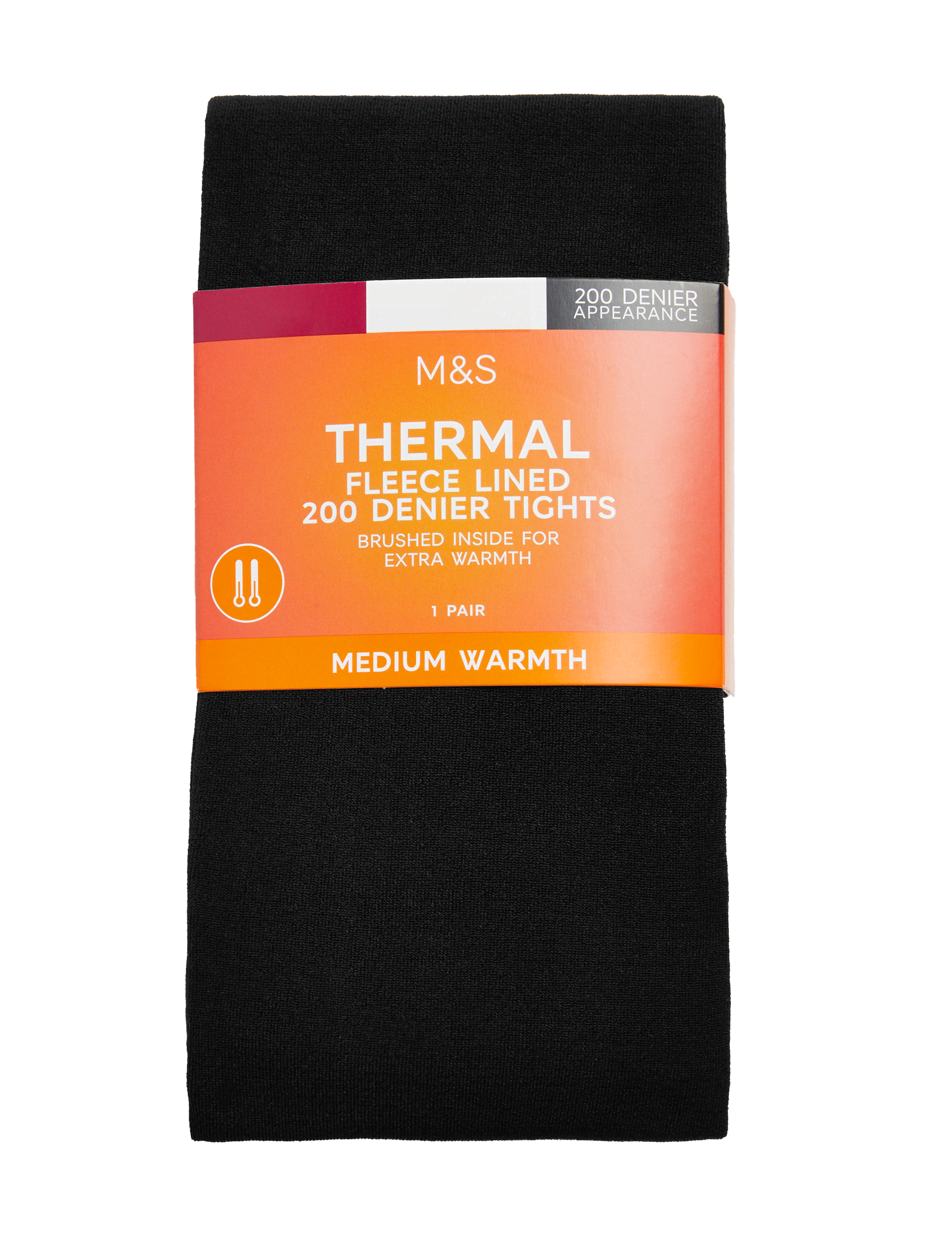 M&S Collection Women's 200 Denier Thermal Fleece Lined Tights - Black, Black,Charcoal