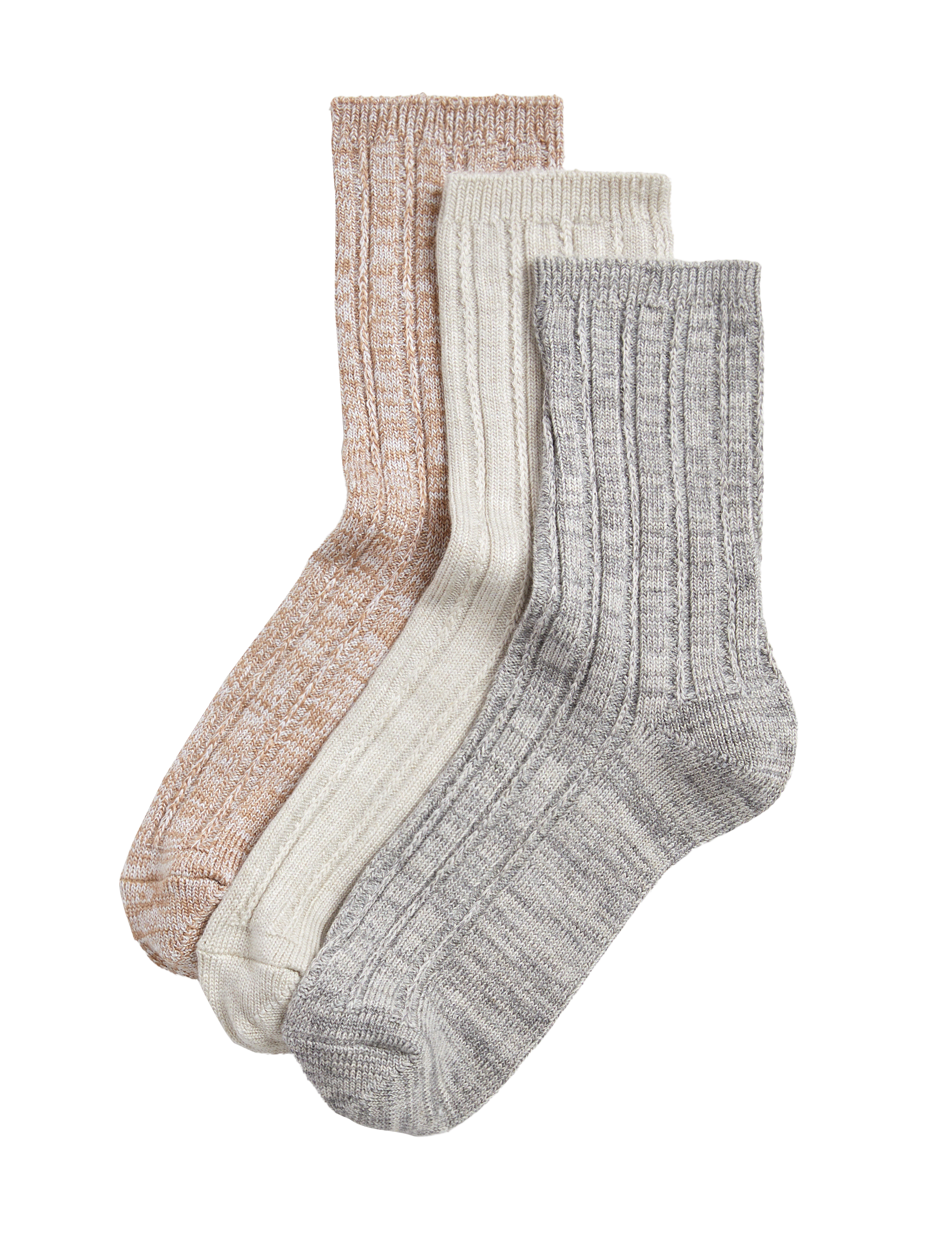 M&S Collection Women's 3pk Sumptuously Soft Thermal Socks - 3-5 - Oatmeal Mix, Oatmeal Mix