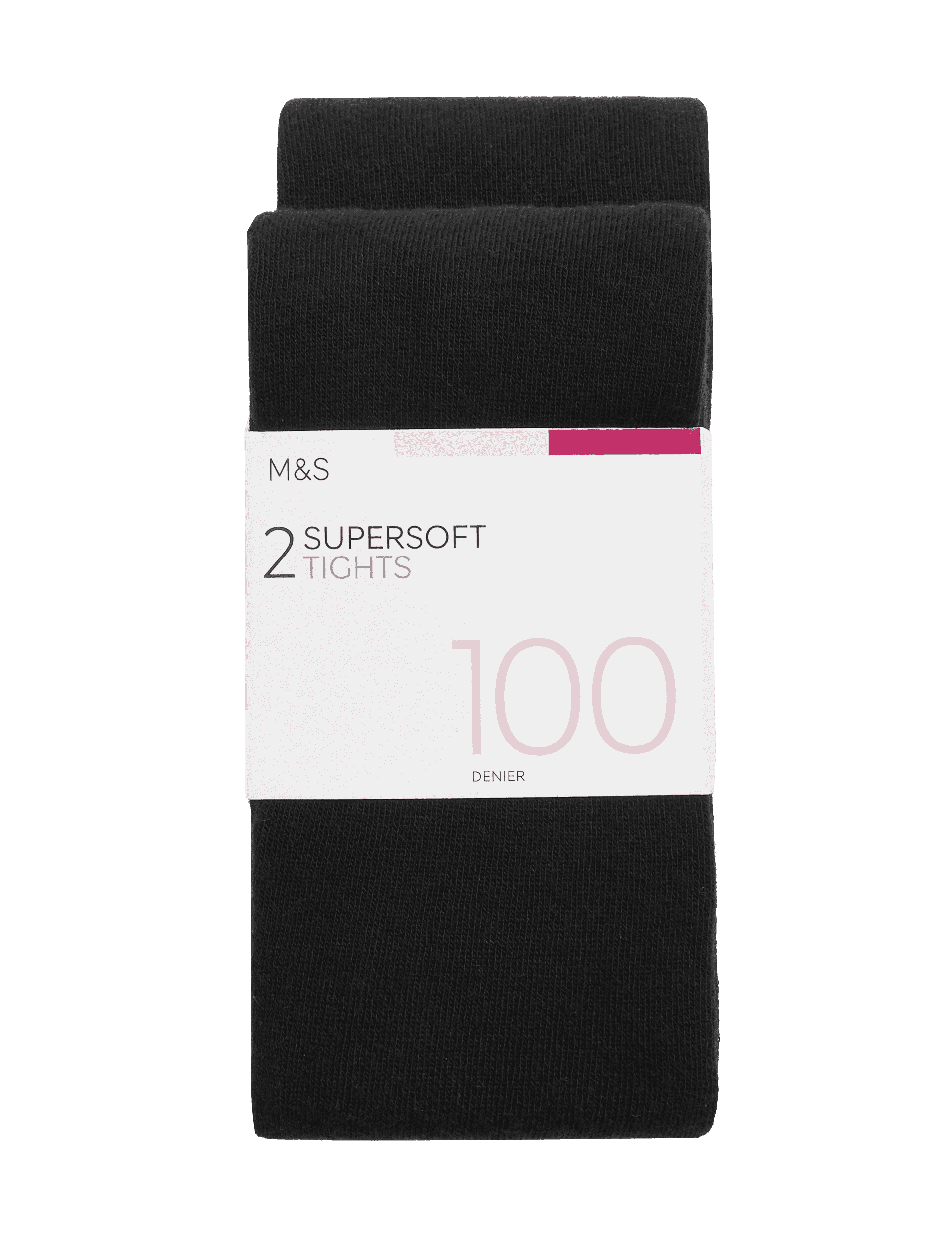 M&S Collection Women's 2 Pack 100 Denier Supersoft Opaque Tights - X - Black, Black