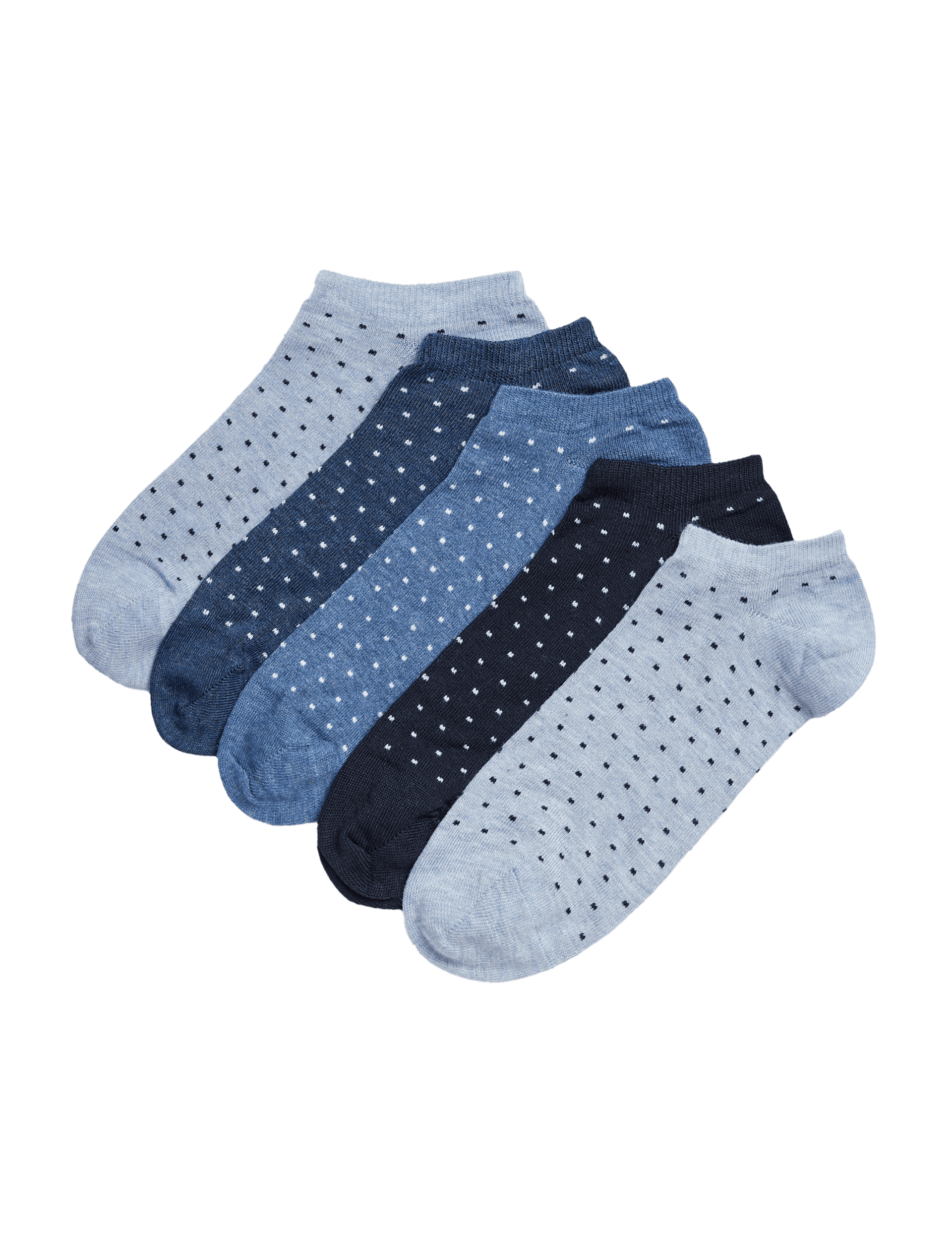 M&S Collection Women's 5pk Sumptuously Soft Trainer Liners - 6-8 - Denim Mix, Denim Mix