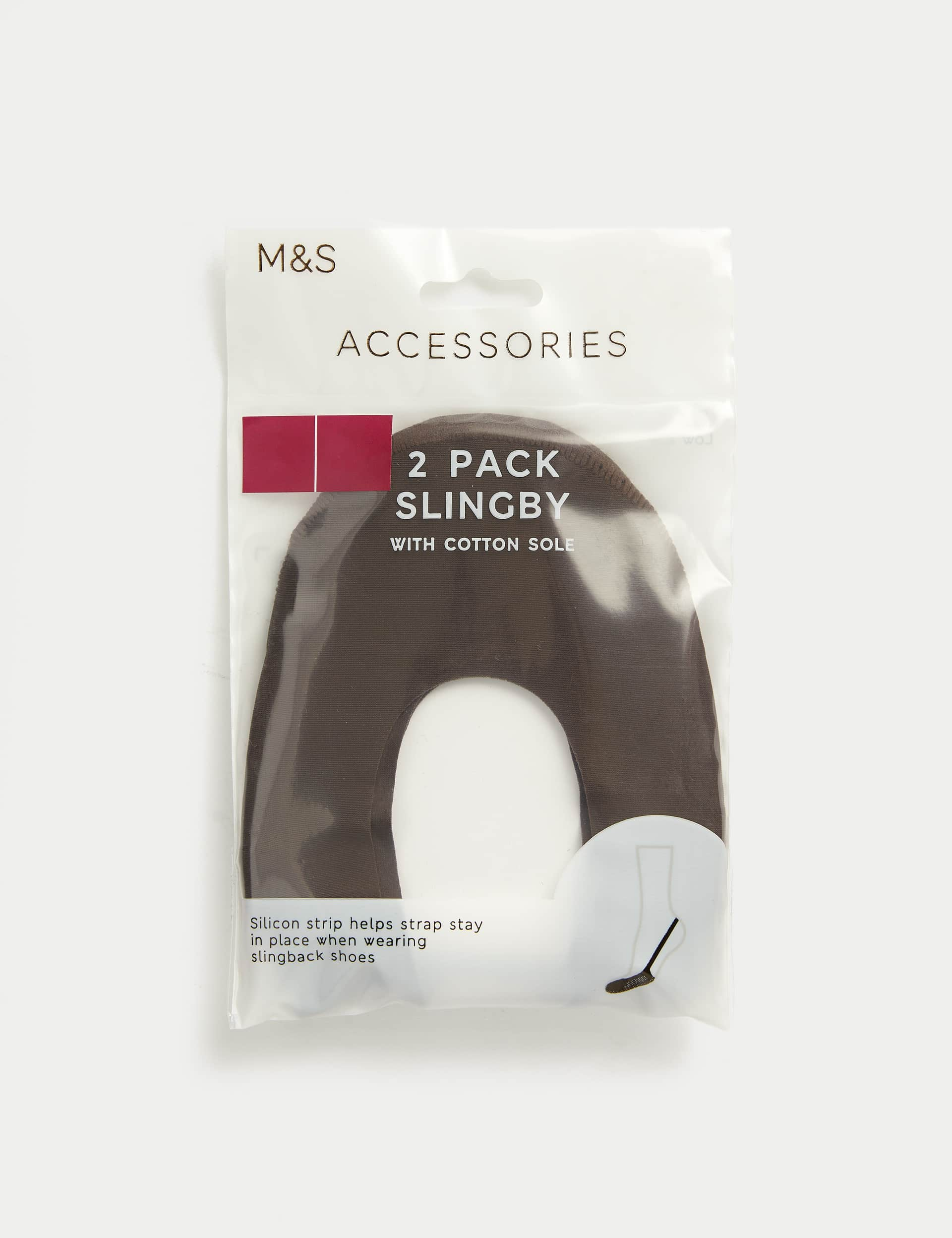 M&S Women's 2pk Cotton Blend Slingbies - 6-8 - Rich Quartz, Black,Rich Quartz,Opaline