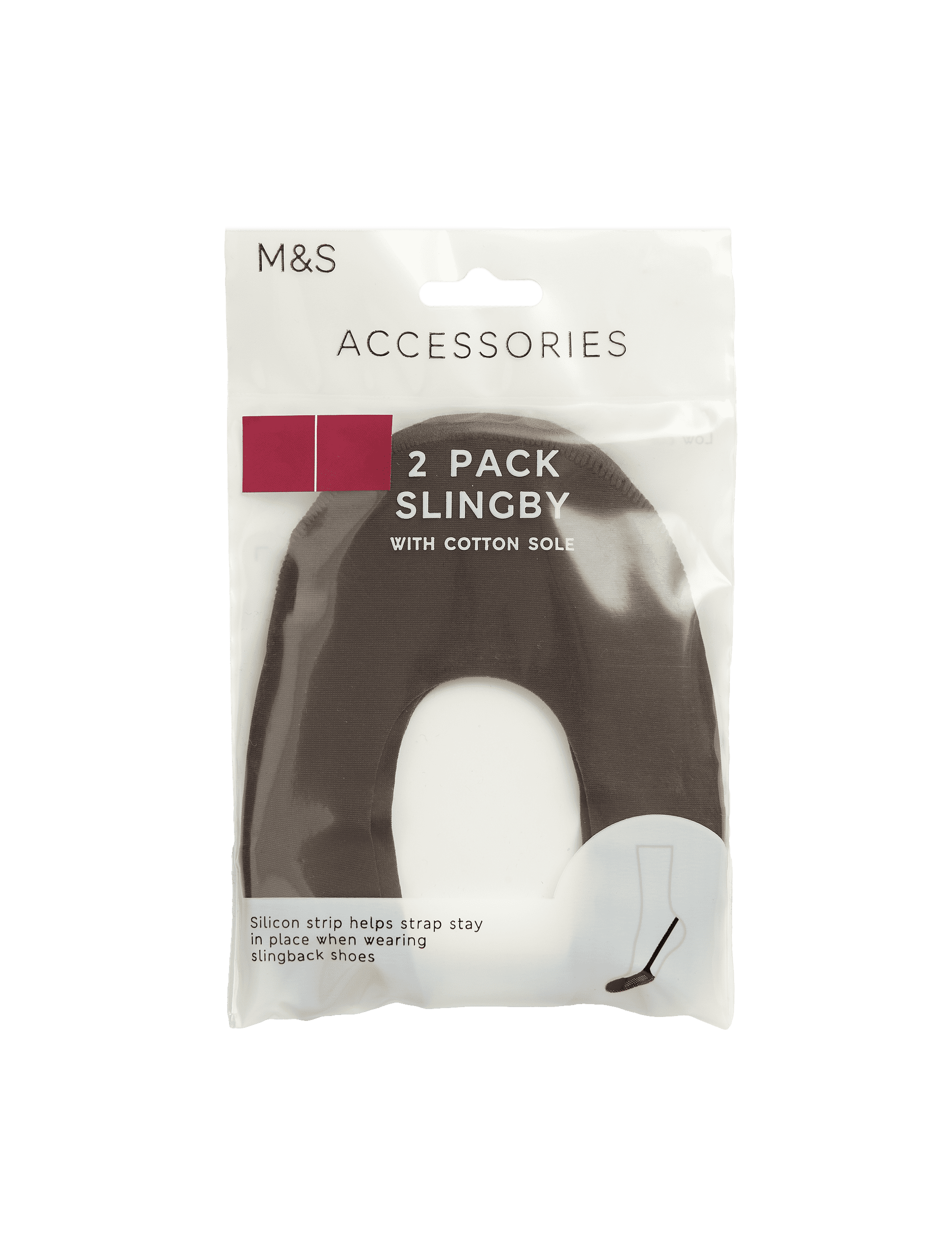 M&S Collection Women's 2 Pack Cotton Blend Slingbies - 6-8 - Rich Quartz, Rich Quartz,Opaline,Black