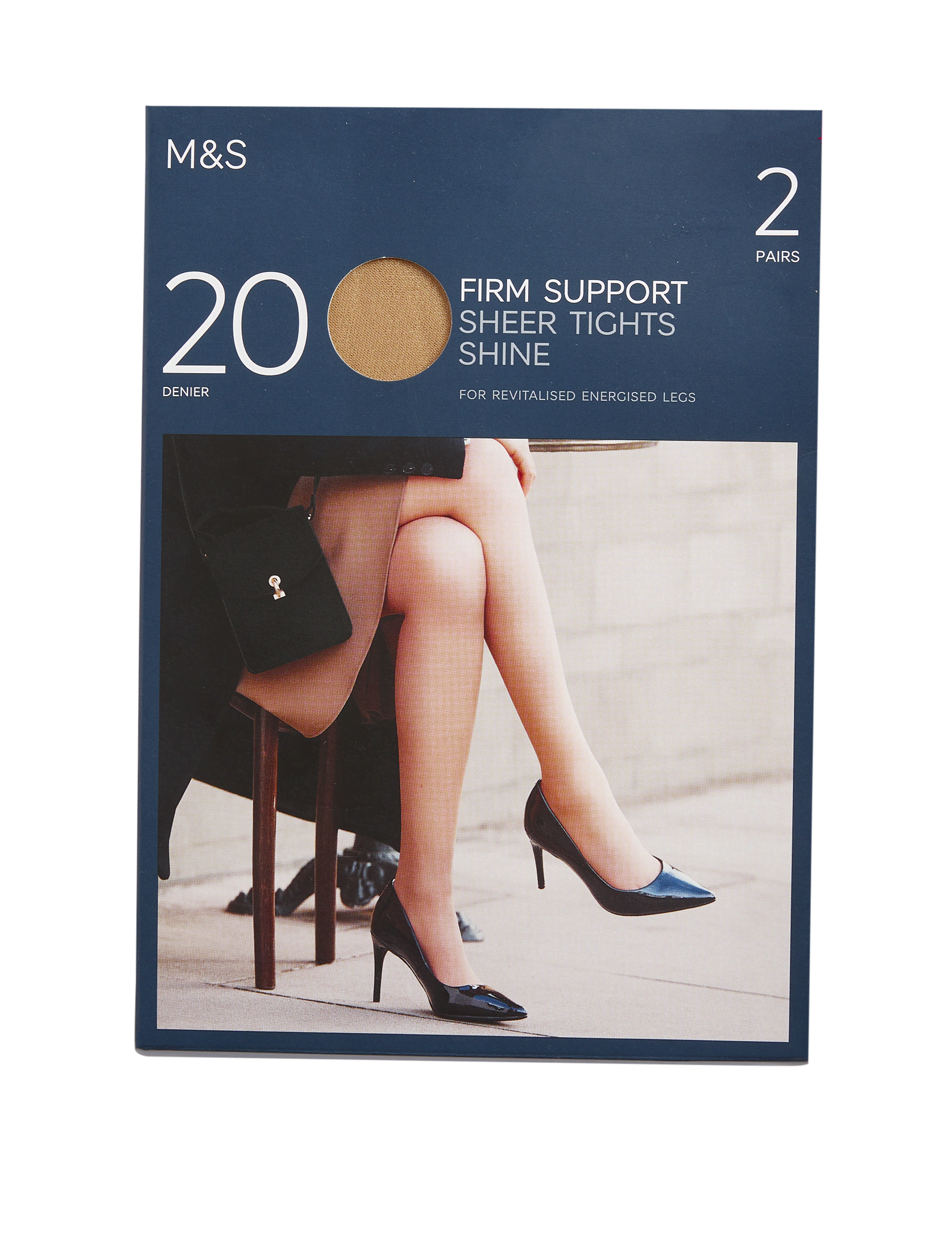 M&S Collection Women's 2 Pack 20 Denier Firm Support Sheer Tights - Opaline, Rose Quartz,Opaline,Bla