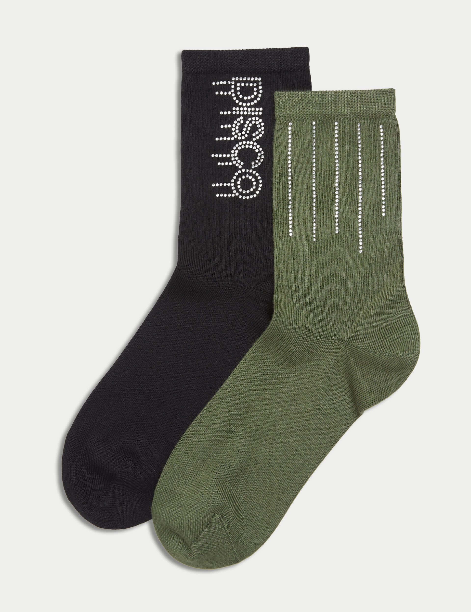 M&S Women's 2pk Sumptuously Soft  Disco Ankle High Socks