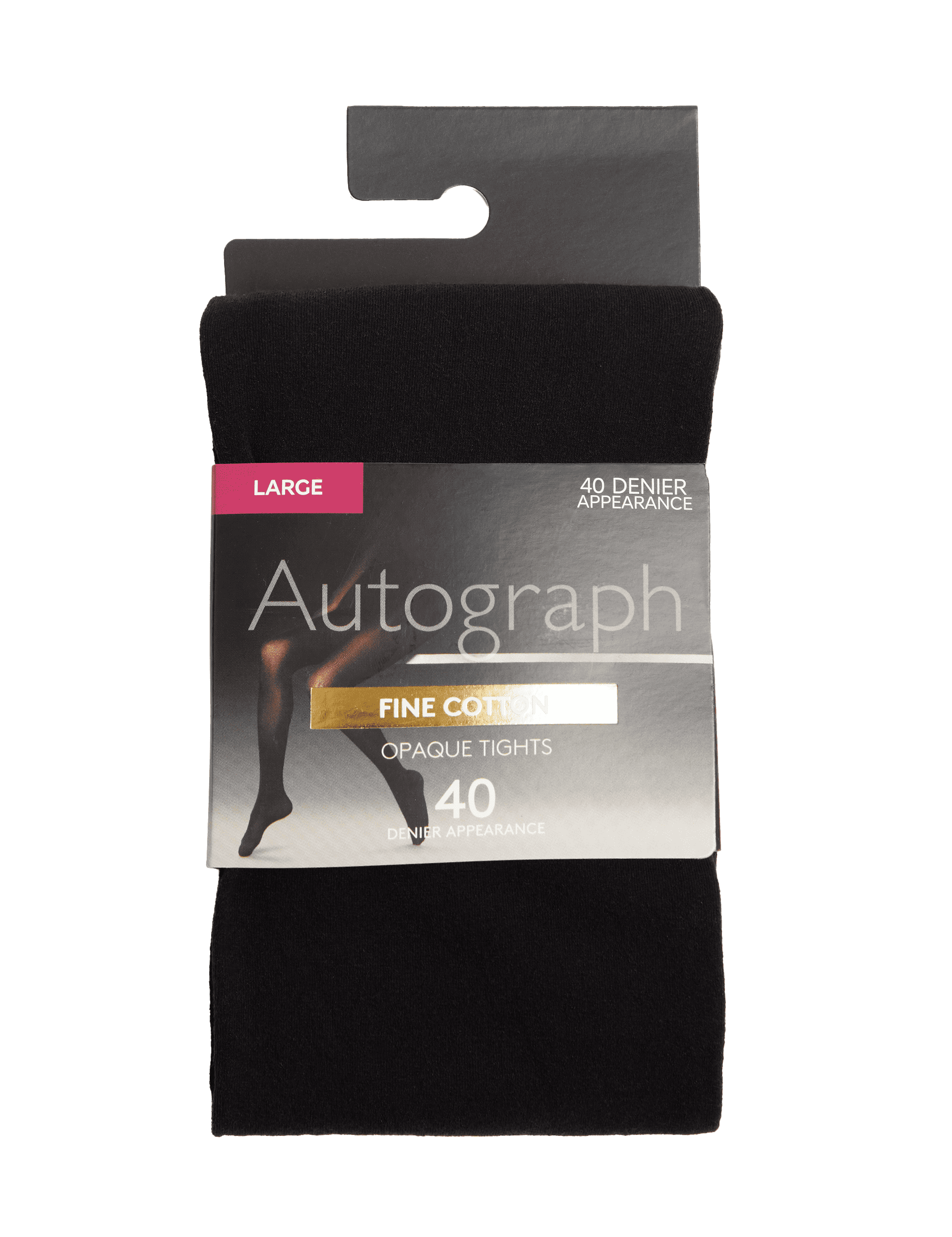 Autograph Women's 40 Denier Fine Cotton Opaque Tights - M - Black, Black