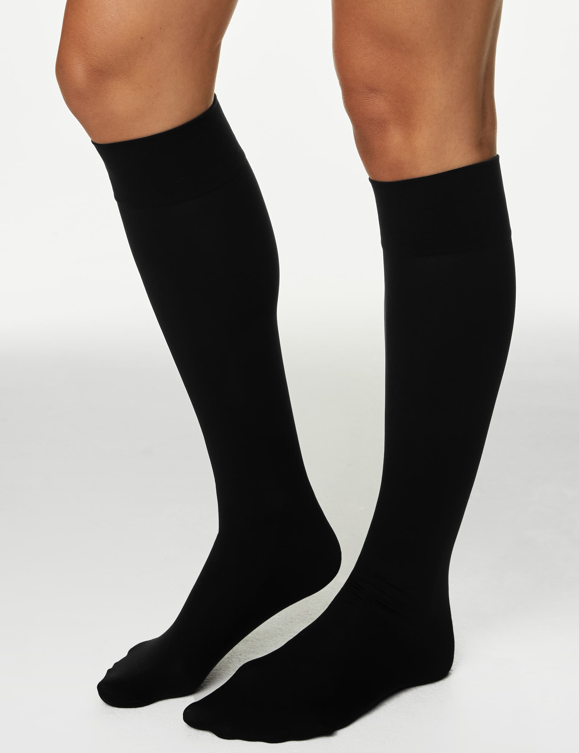 M&S Women's 3pk 60 Denier Body Sensor Matt Knee Highs - Black, Black