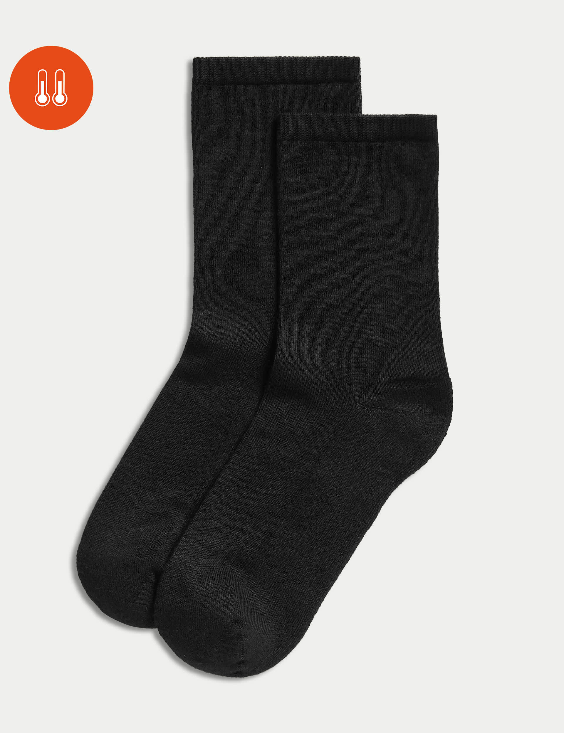 M&S Women's 2pk Thermal Cushioned Ankle High Socks - 6-8 - Black, Black