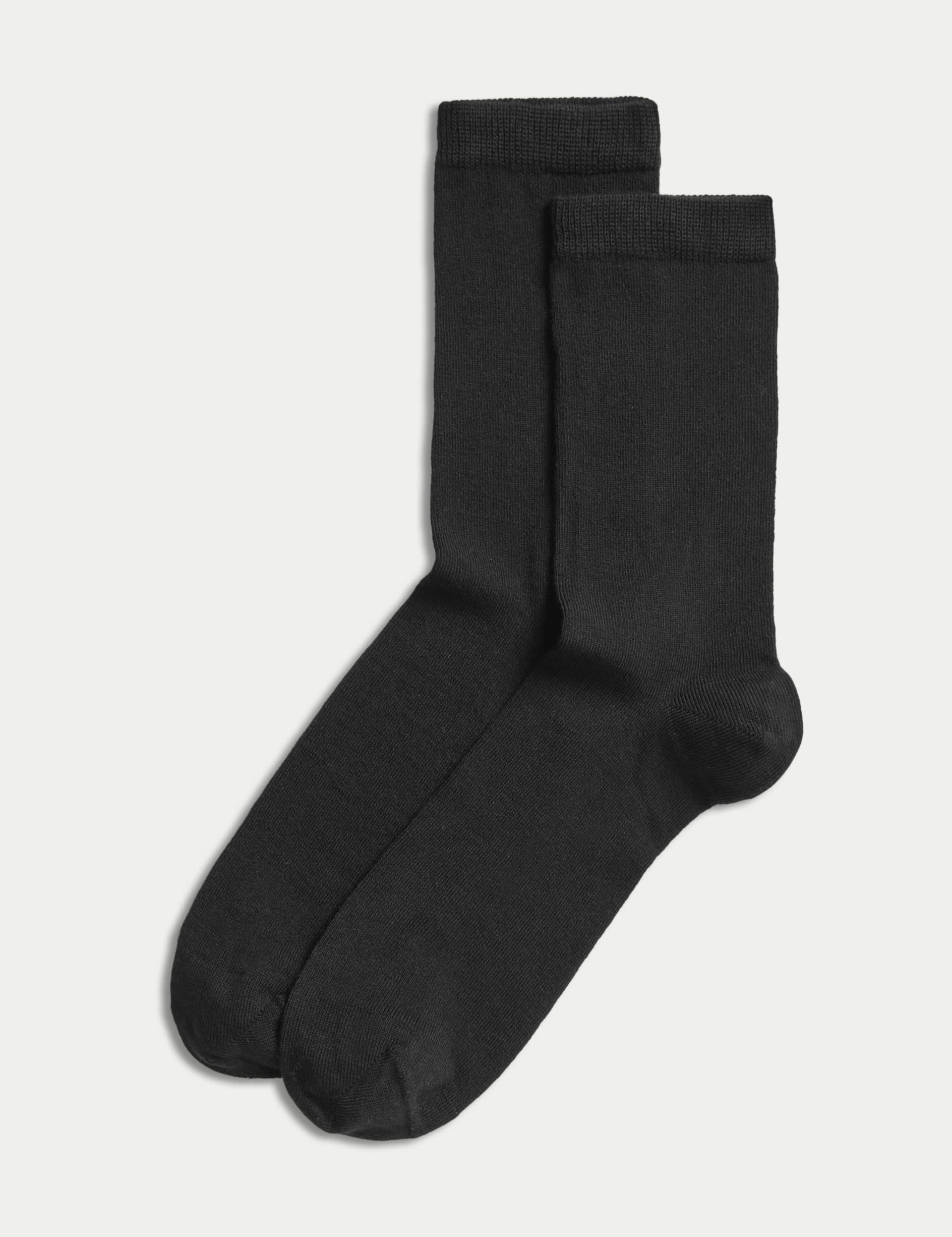 Autograph Women's 2pk Socks with Cashmere - 6-8 - Black, Black