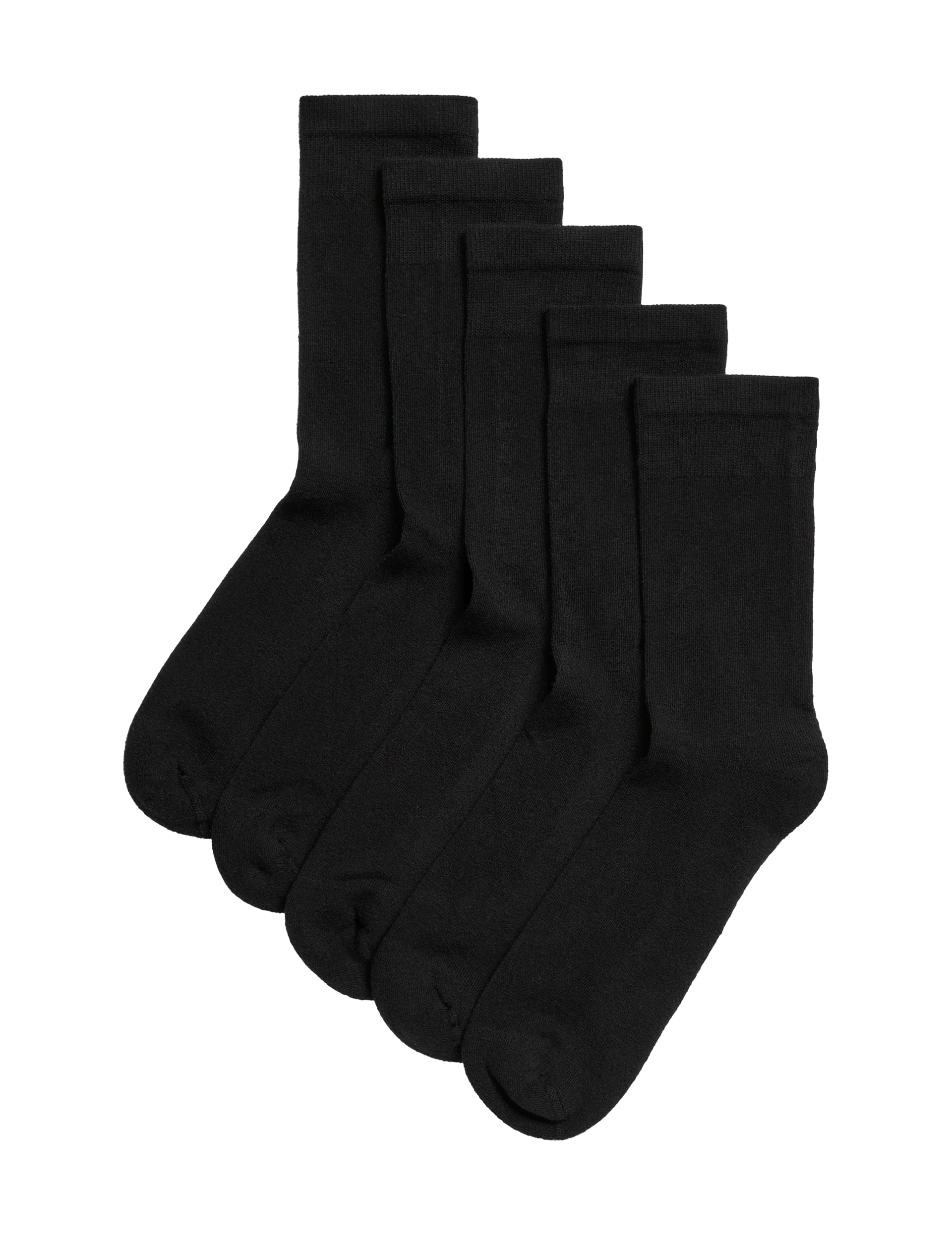 M&S Collection Women's 5pk Cotton Rich Ultimate Comfort Ankle High Socks - 6-8 - Black, Black