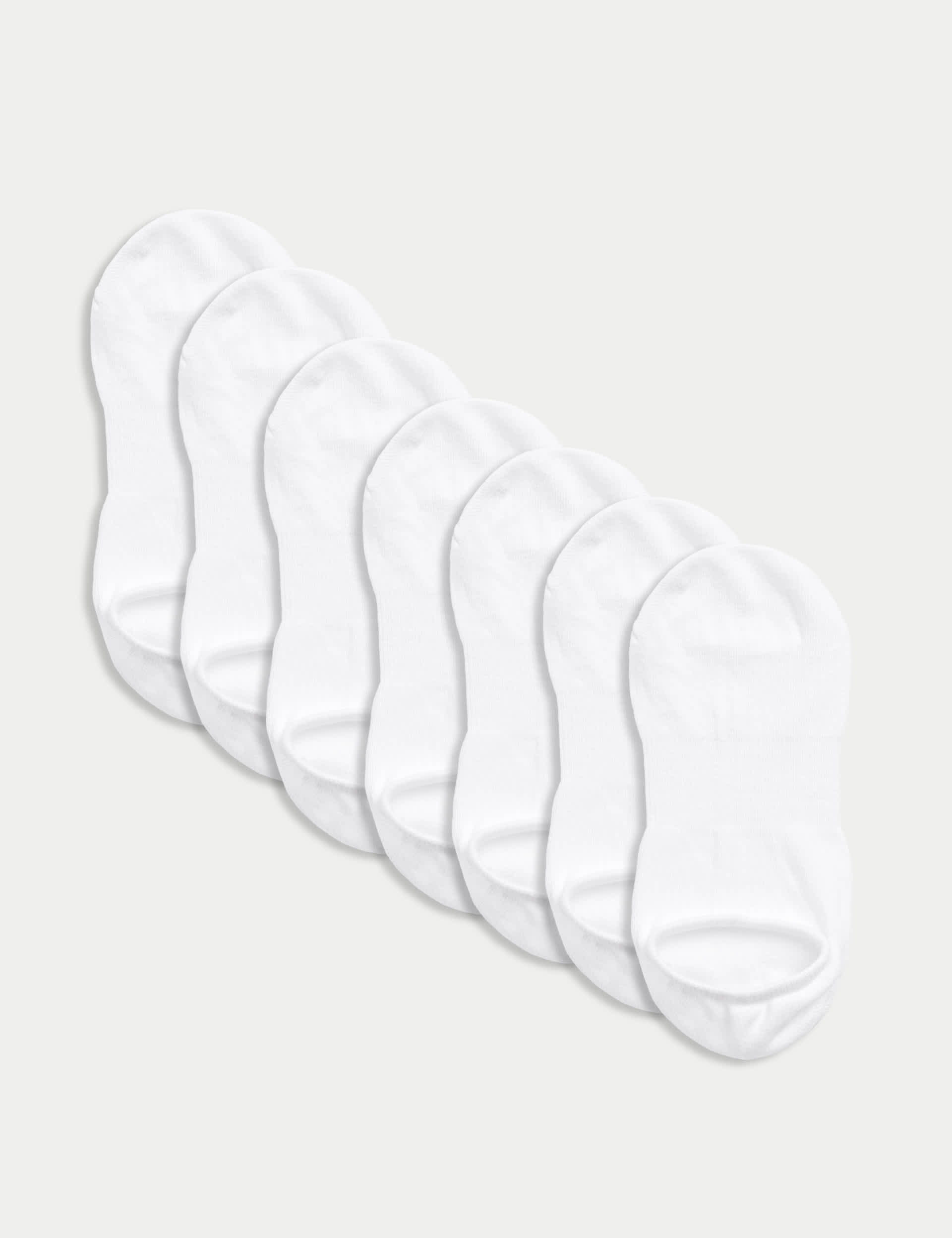 M&S Women's 7pk Ultimate Comfort Trainer Liners - 3-5 - White, White Mix,Black,White