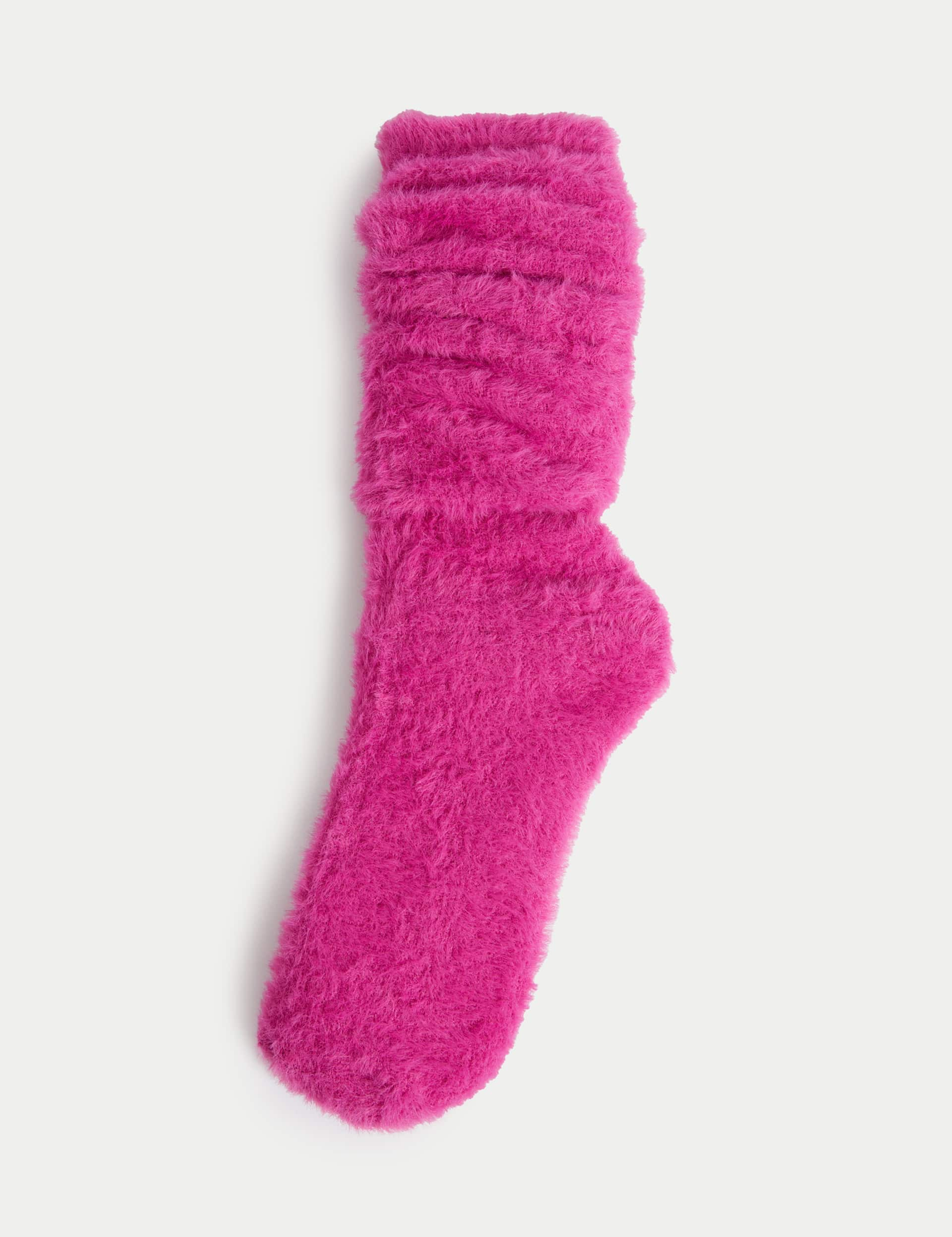 M&S Collection Women's Slouch Cosy Fluffy Socks - 6-8 - Fuchsia, Navy,Fuchsia,Light Apricot