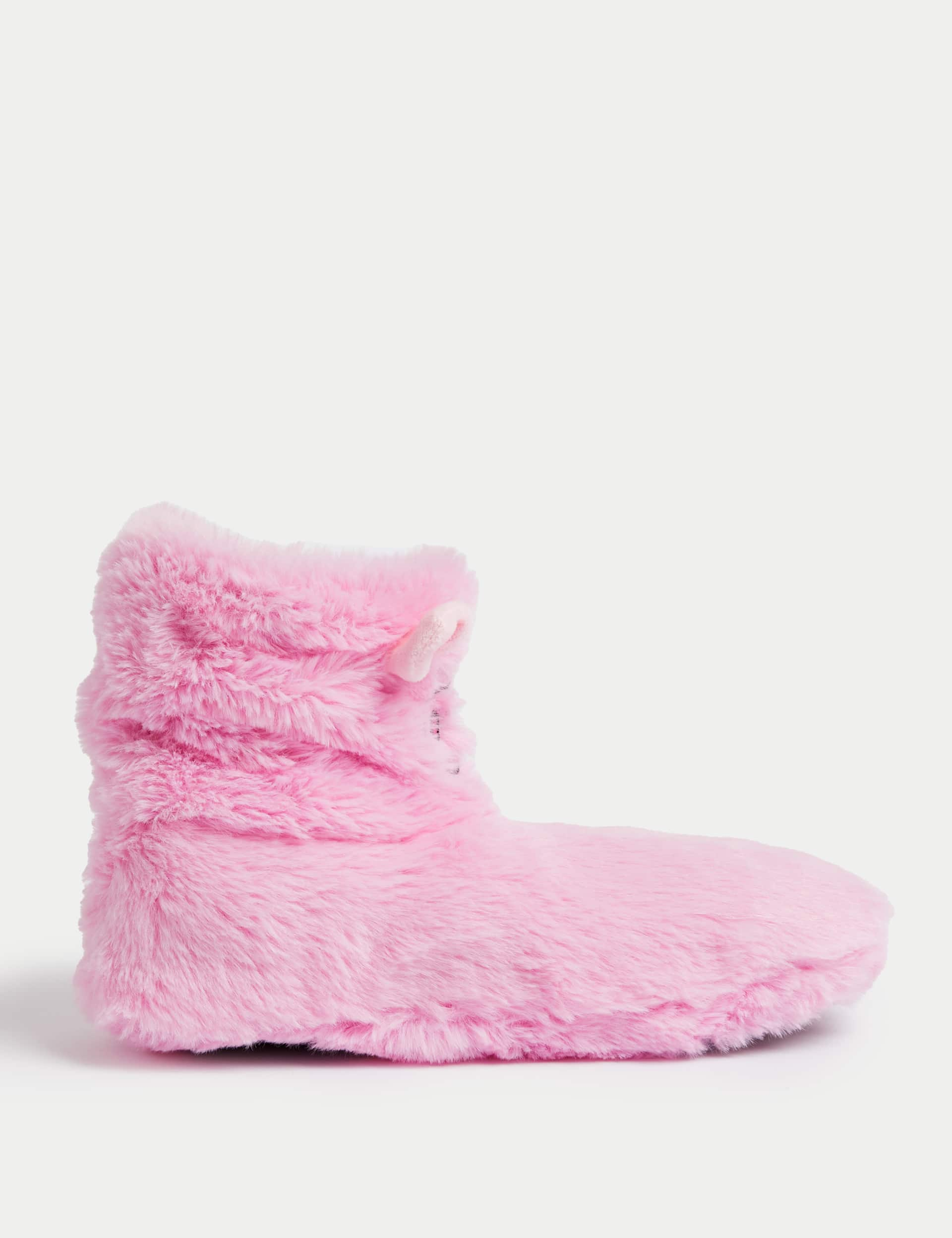 M&S Women's Faux Fur Percy Pig Slipper Boots - 6-8 - Pink, Pink