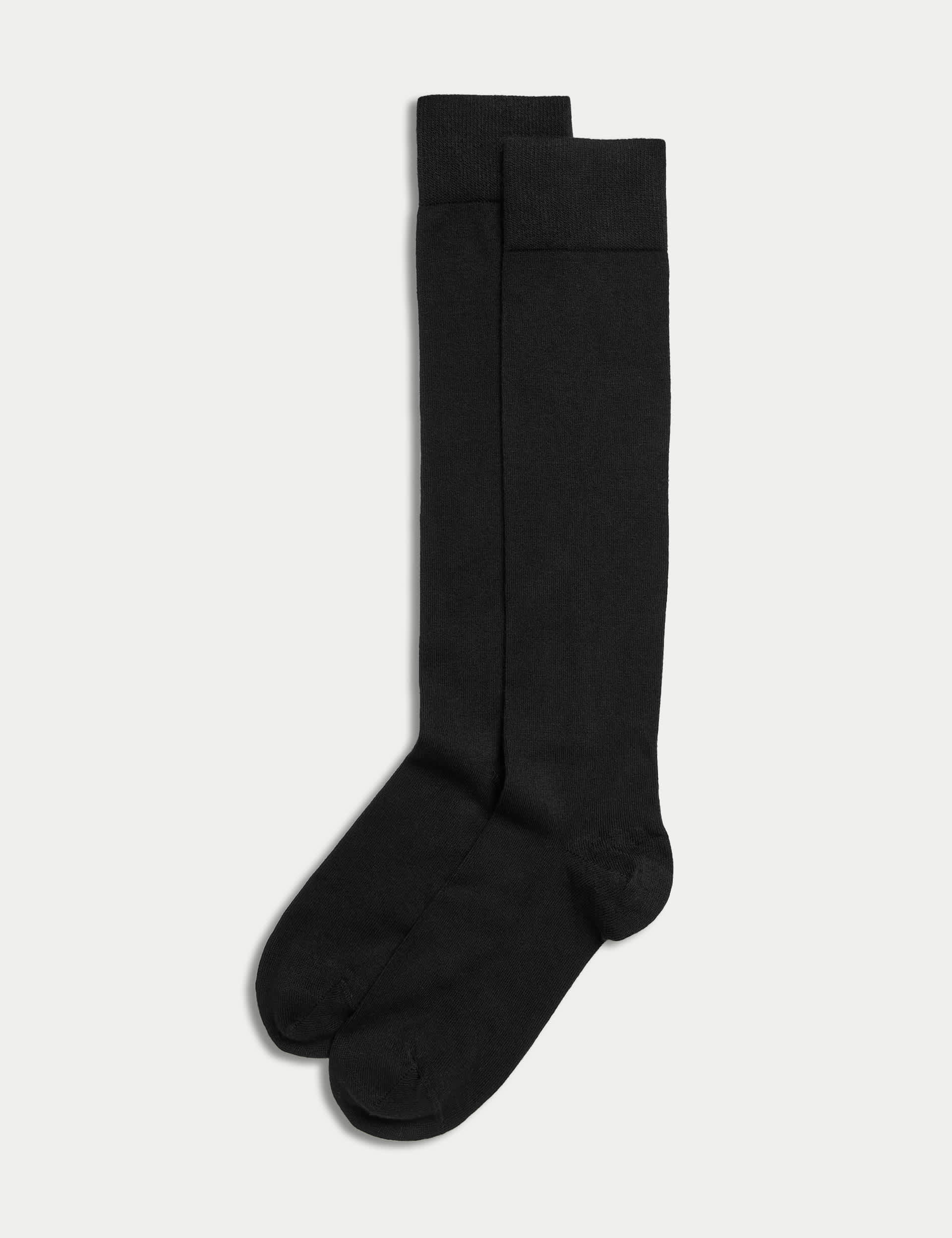 M&S Women's 2pk Soft Knee High Socks - 6-8 - Black, Black,Grey