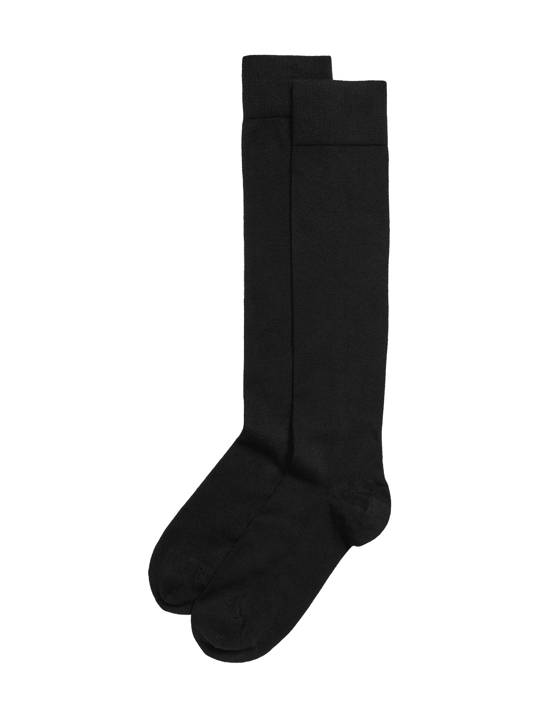 M&S Collection Women's 2 Pack Soft Knee High Socks - 6-8 - Black, Black,Grey