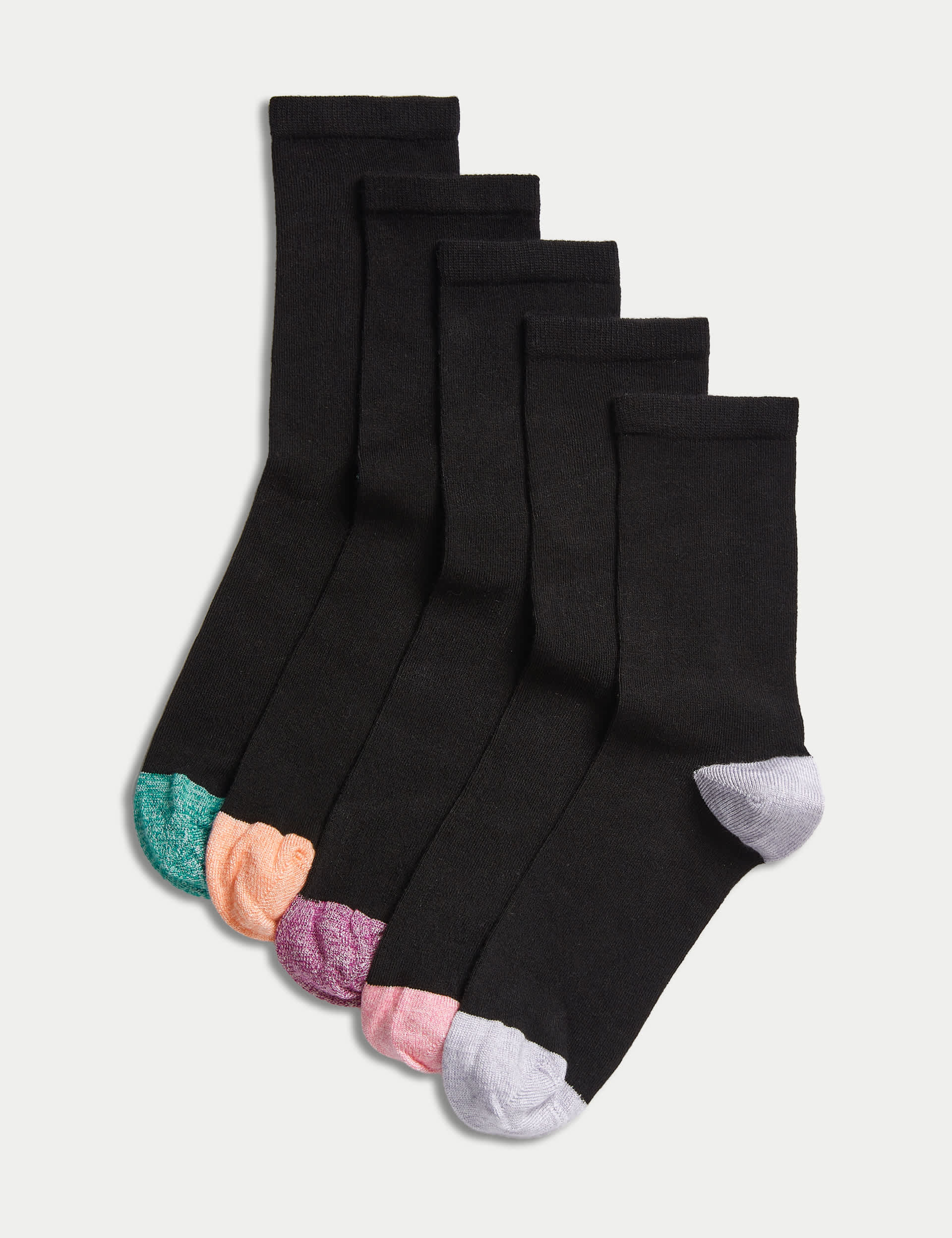 M&S Women's 5pk Sumptuously Soft Ankle Socks - 6-8 - Black Mix, Black Mix