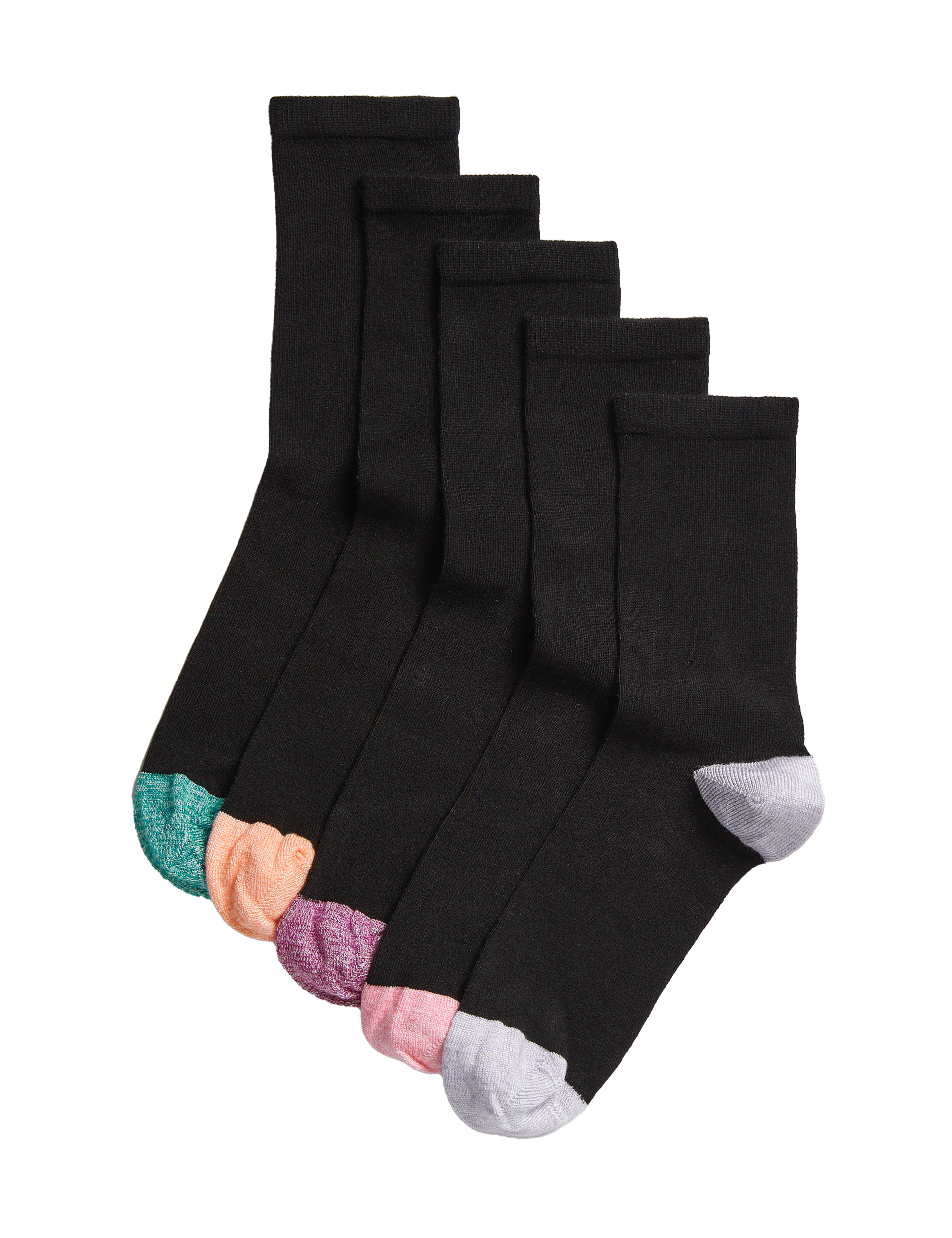 M&S Collection Women's 5pk Sumptuously Soft Ankle Socks - 6-8 - Black Mix, Black Mix