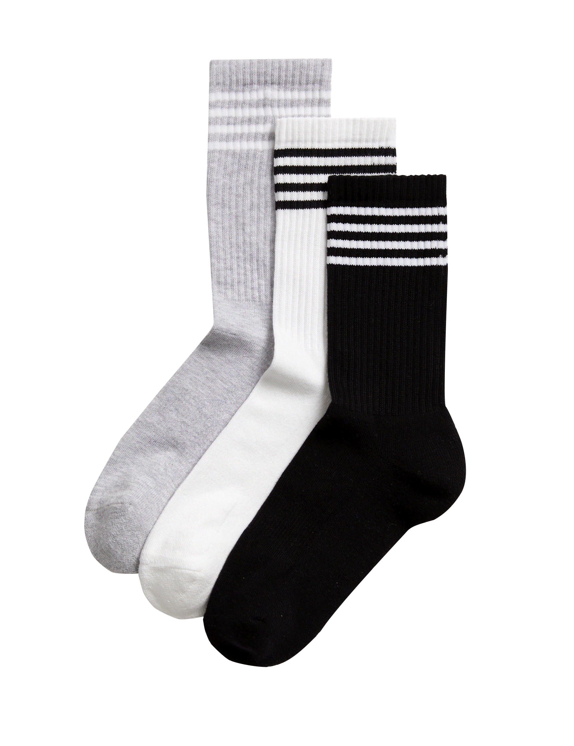 Goodmove Women's 3pk Cotton Blend Ankle High Socks - 6-8 - Black Mix, White Mix,Black Mix