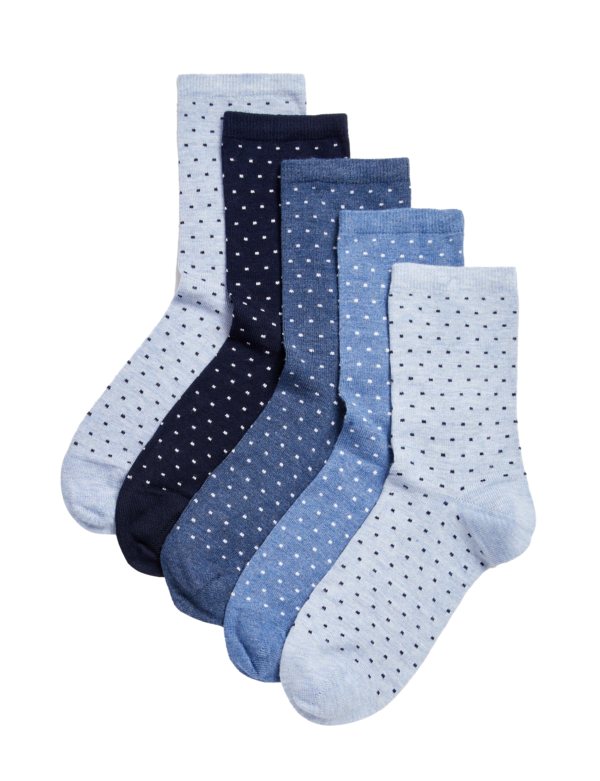 M&S Collection Women's 5pk Seamless Toes Ankle High Socks - 6-8 - Blue Mix, Black Mix,Blue Mix