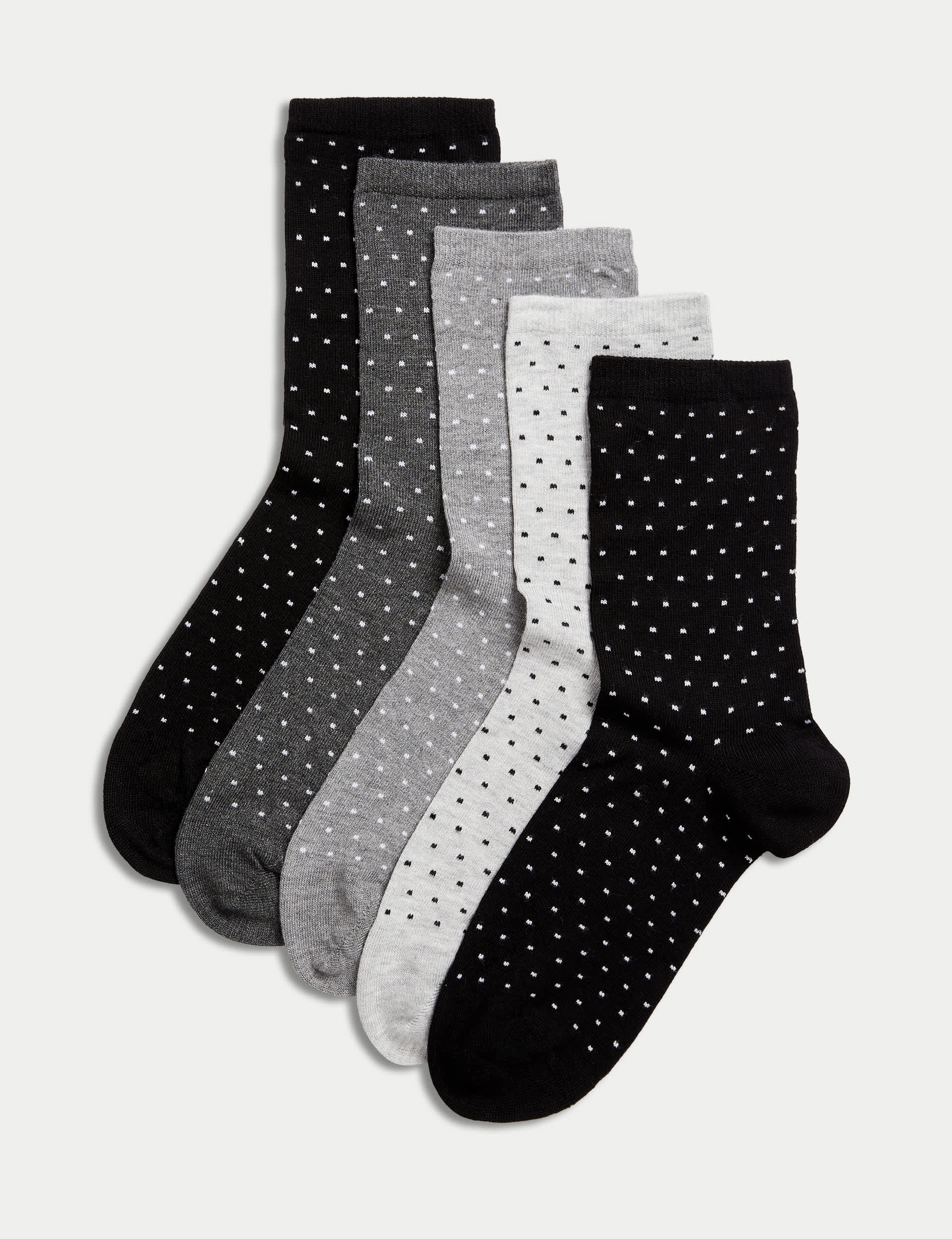 M&S Women's 5pk Seamless Toes Ankle High Socks - 3-5 - Black Mix, Black Mix,Blue Mix