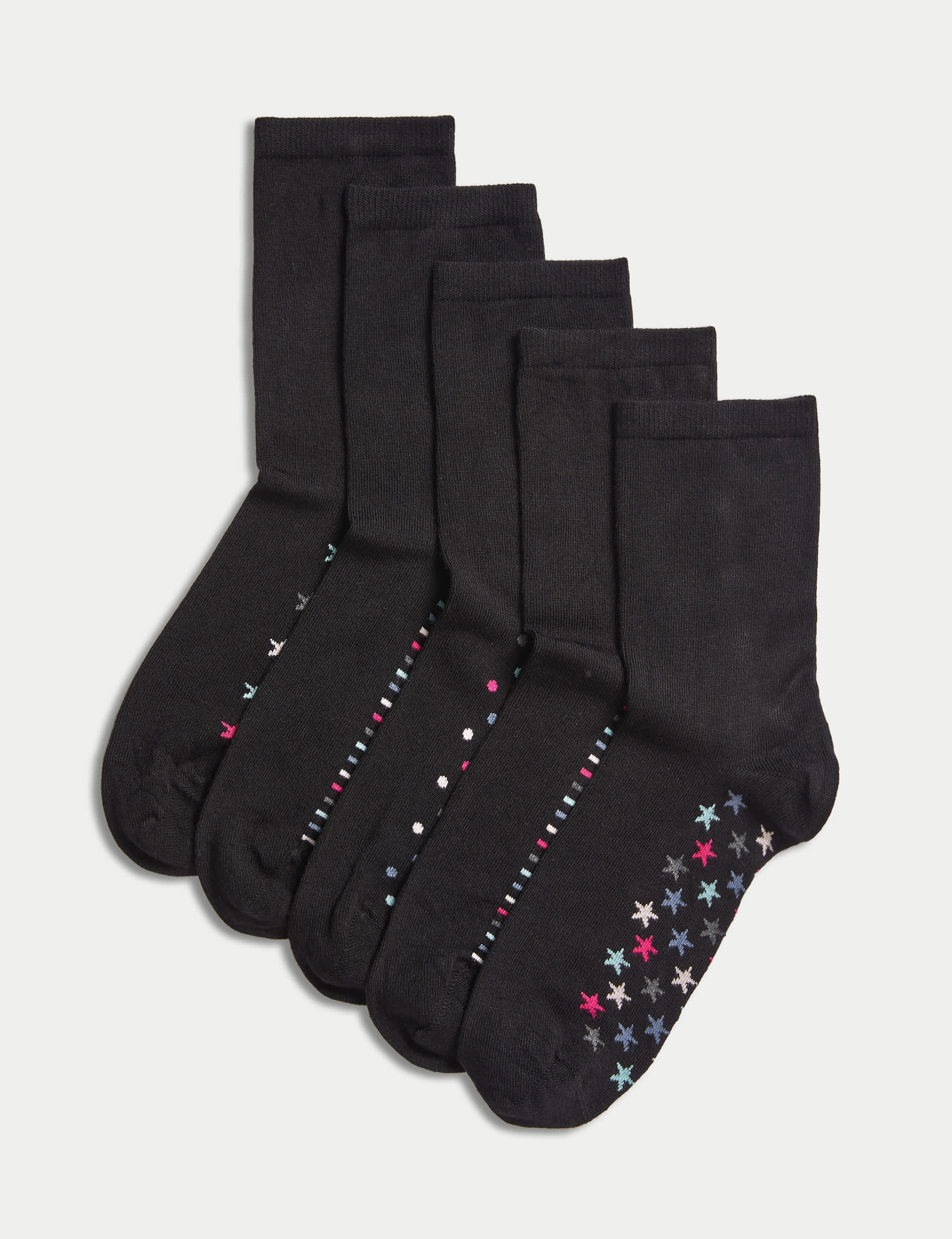 M&S Women's 5pk Sumptuously Soft Ankle Socks - 6-8 - Black Mix, Black Mix