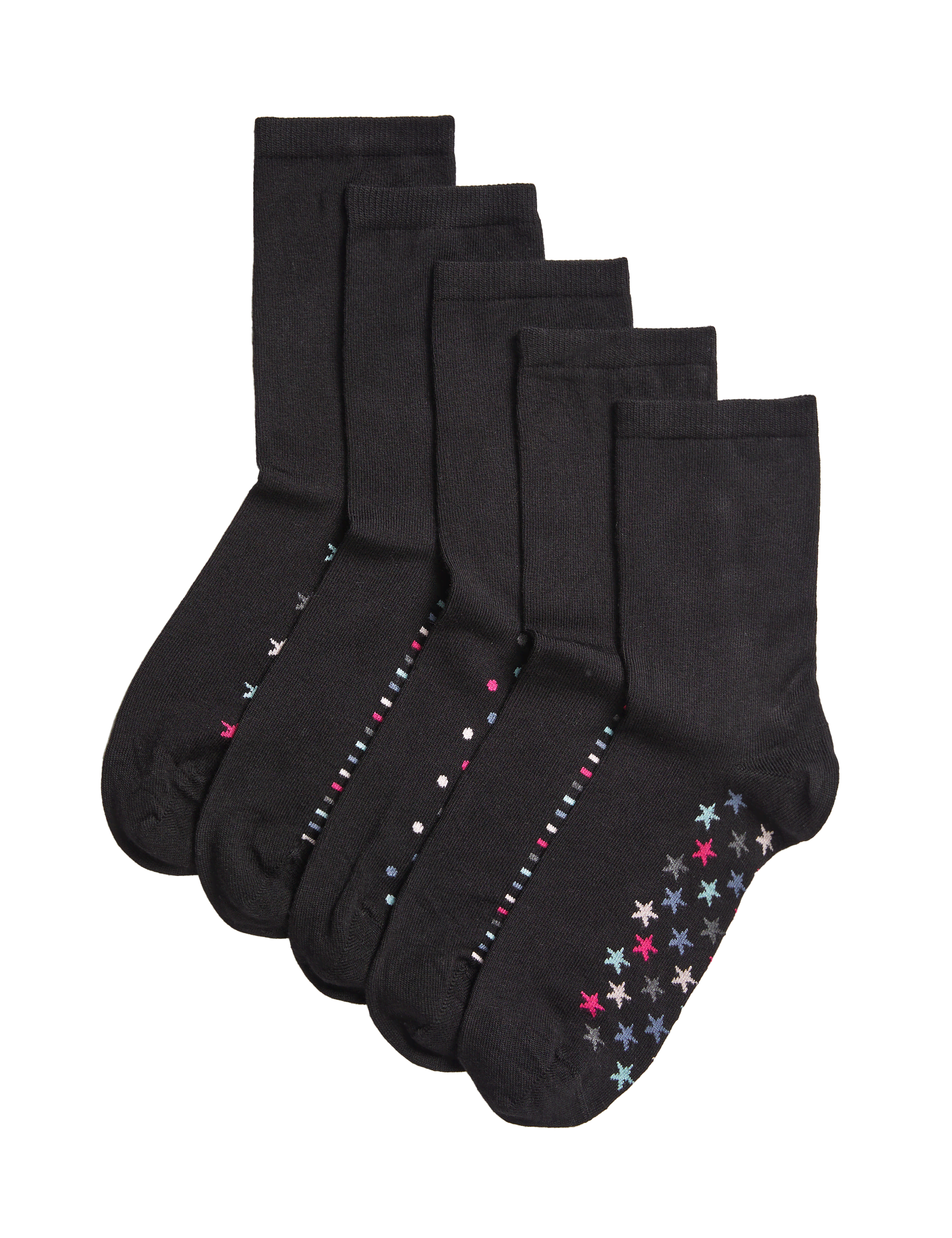 M&S Collection Women's 5pk Sumptuously Soft Ankle Socks - 3-5 - Black Mix, Black Mix