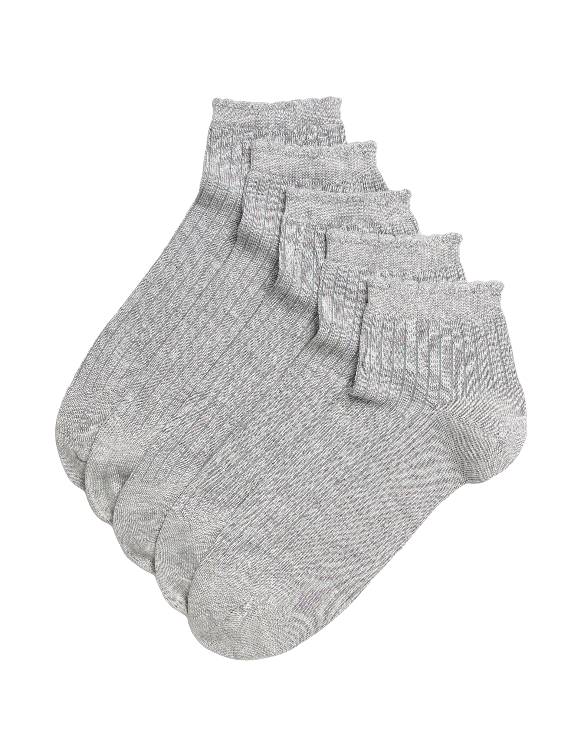 M&S Collection Women's 5pk Seamless Toes Anklets - 6-8 - Grey Marl, Grey Marl,Black