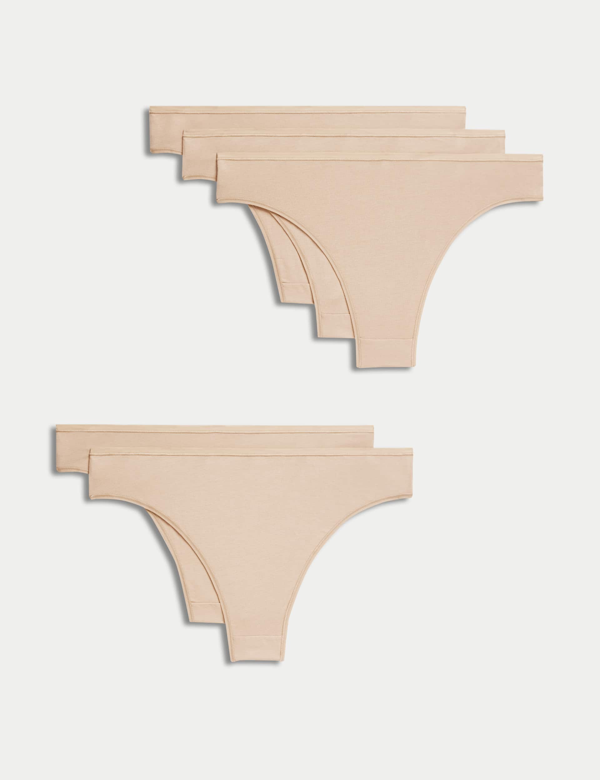 M&S Women's 5pk No VPL Cotton Modal Brazilian Knickers
