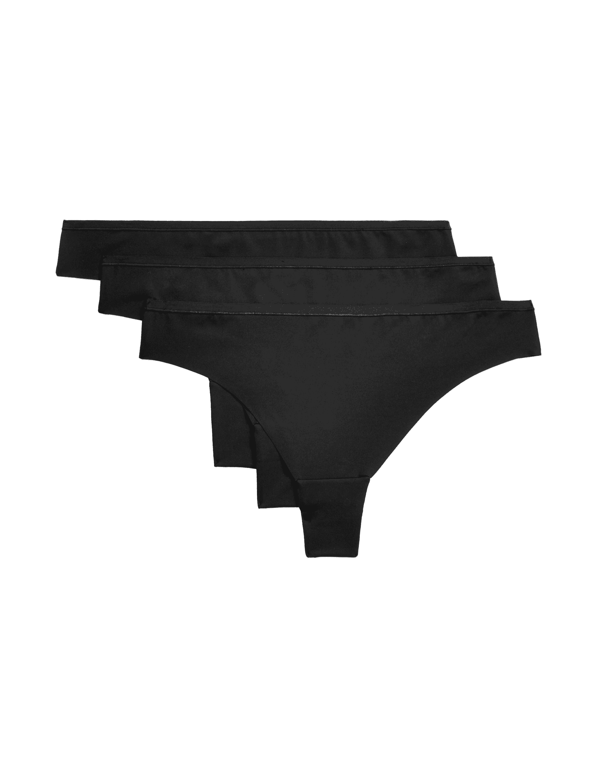 Body By M&S Women's 3pk Flexifit No VPL Thongs - 10 - Black, Black,Rose Quartz