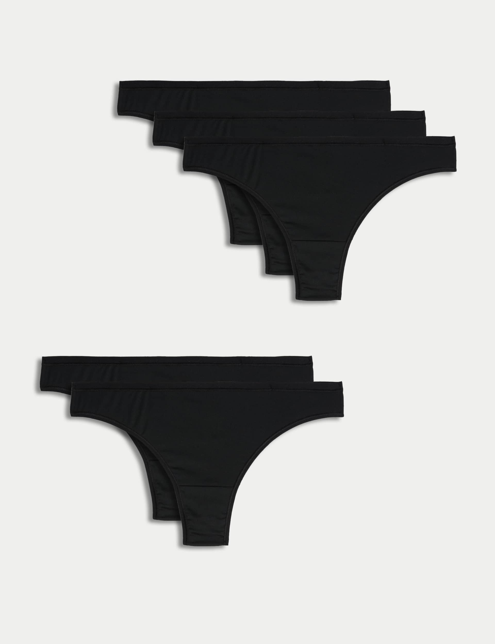 M&S Women's 5pk No VPL Microfibre Low Rise Thongs