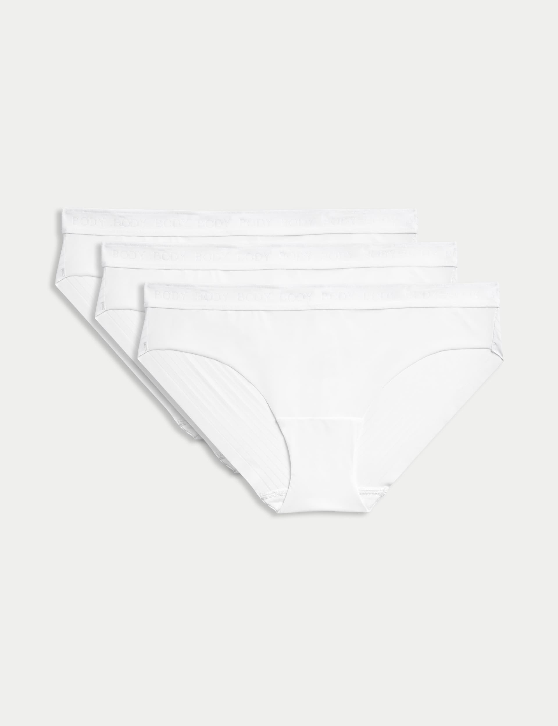 Body By M&S Women's 3pk Body Define™ Brazilian Knickers - 12 - White, Black,Soft Pink,White