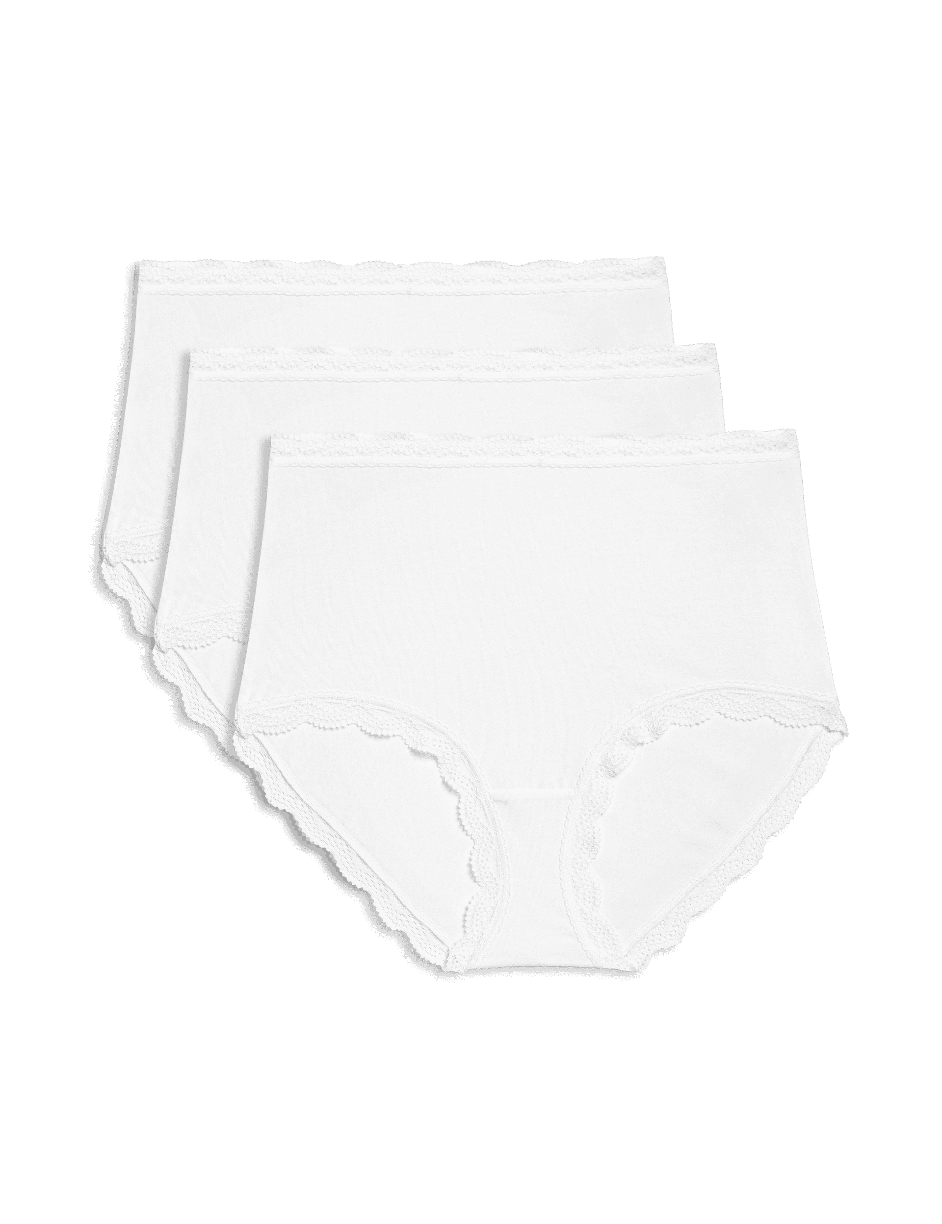 M&S Collection Women's 3pk Cotton Rich Full Briefs - 14 - White, Black,White,Green Mix