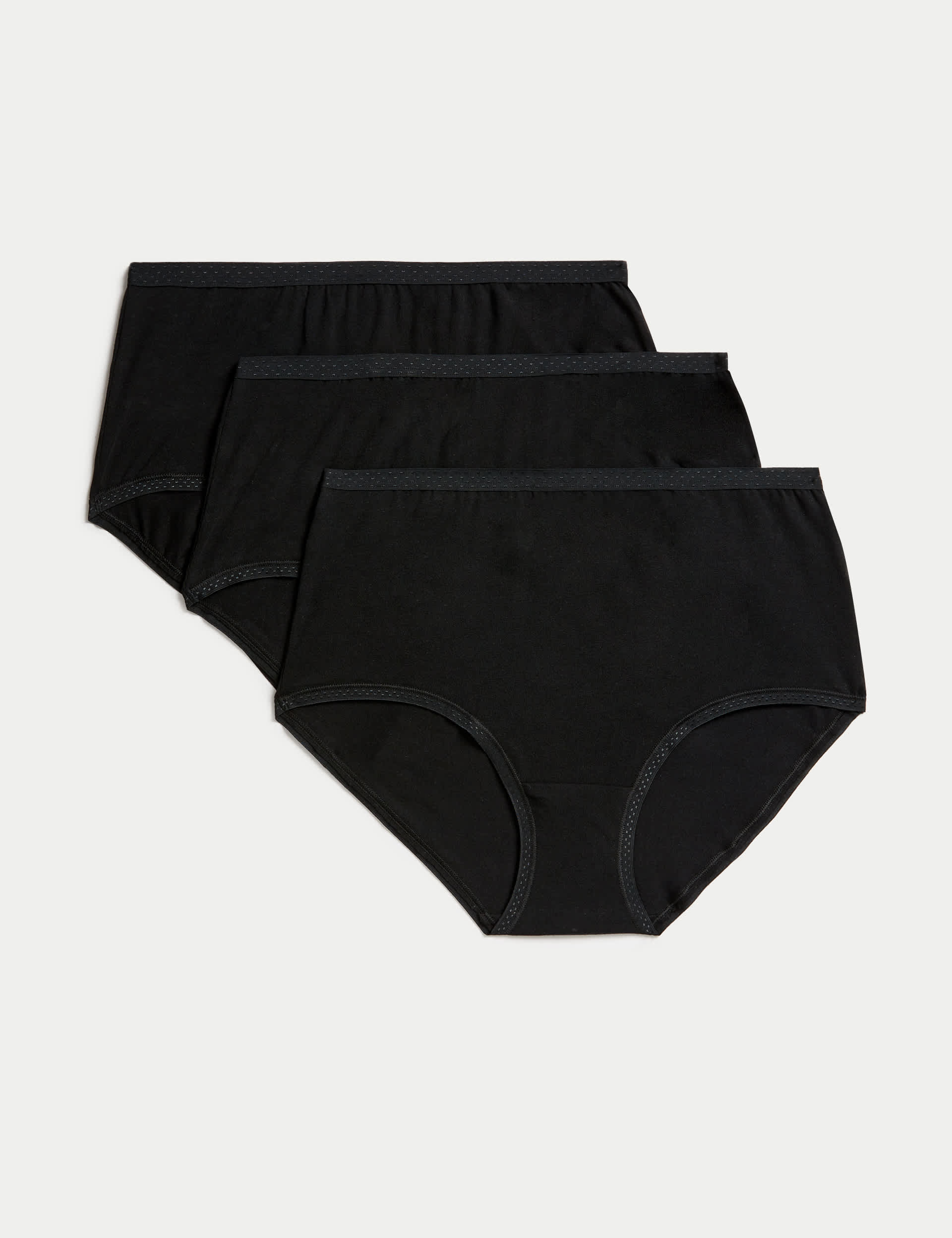 M&S Women's 3pk Cotton Rich Full Briefs - 14 - Black, Black,Opaline Mix