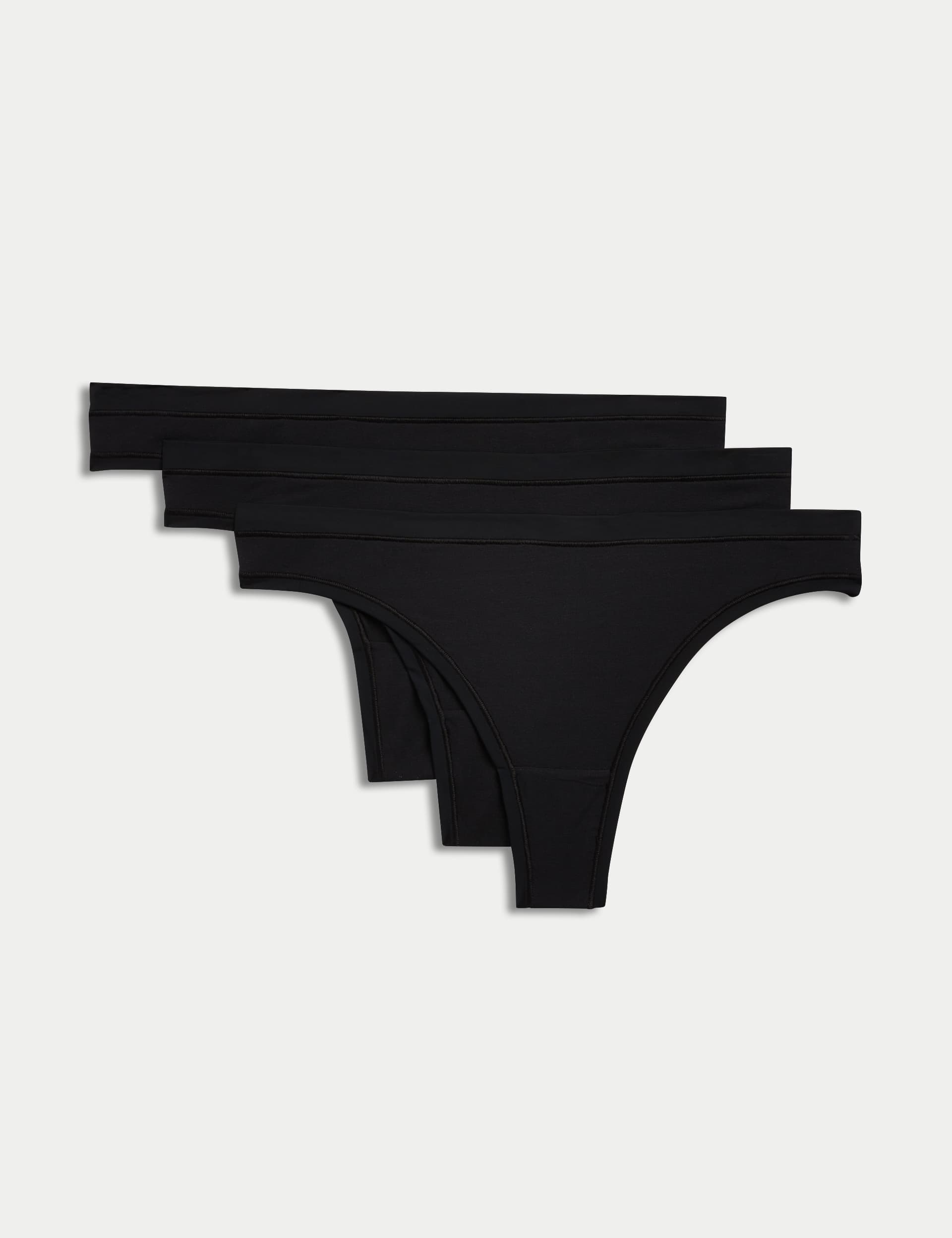 Body By M&S Women's 3pk Flexifit Modal Thongs - 12 - Black, Black,Blackcurrant