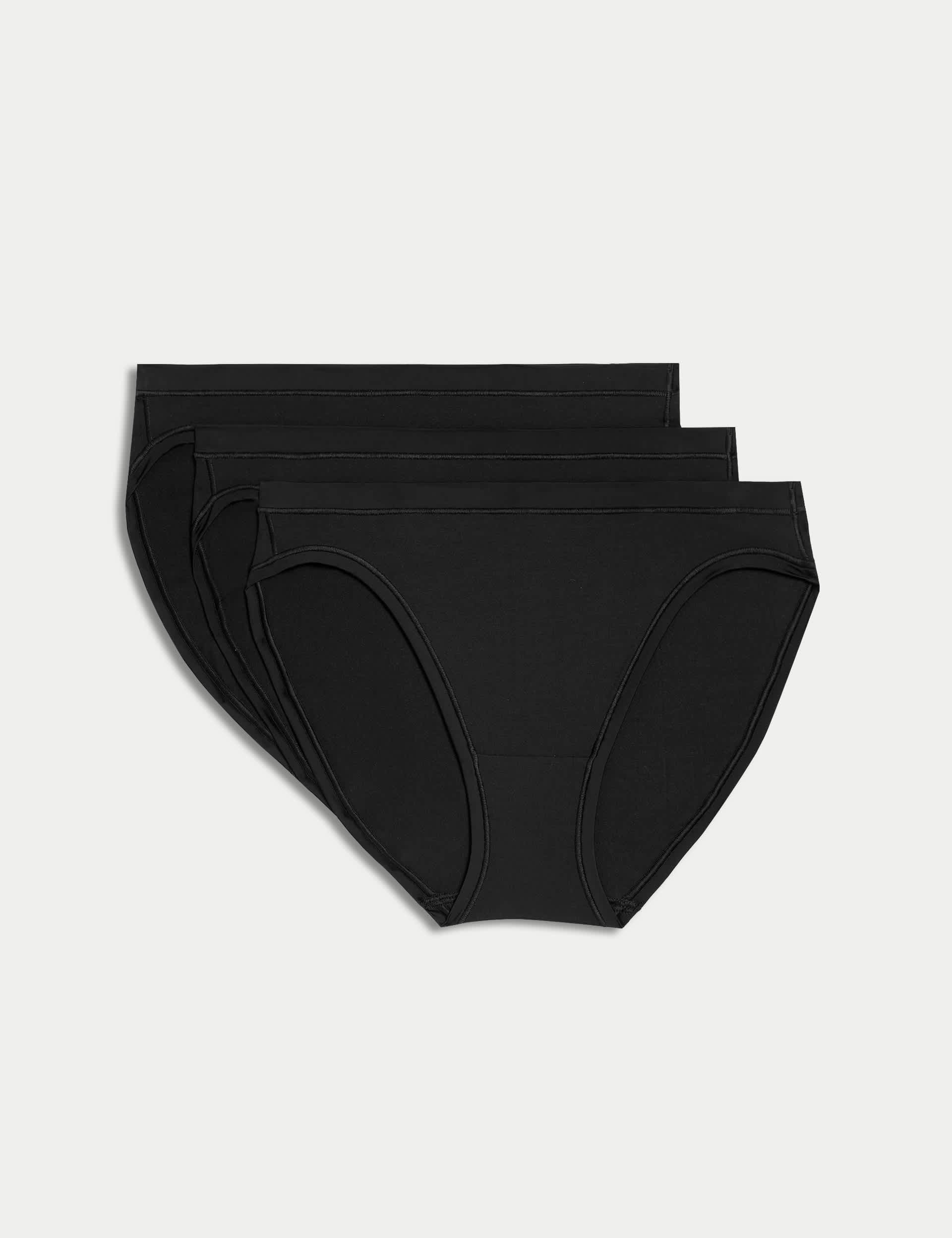 Body By M&S Women's 3pk Flexifit Modal High Leg Knickers - 10 - Black, Black,Blackcurrant