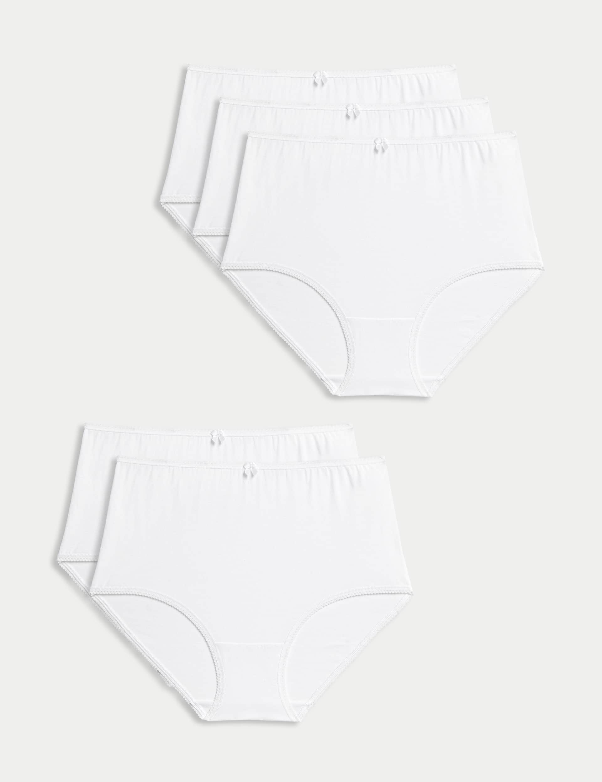 M&S Women's 5pk Cotton Lycra® Full Briefs - 18 - White, Black,White