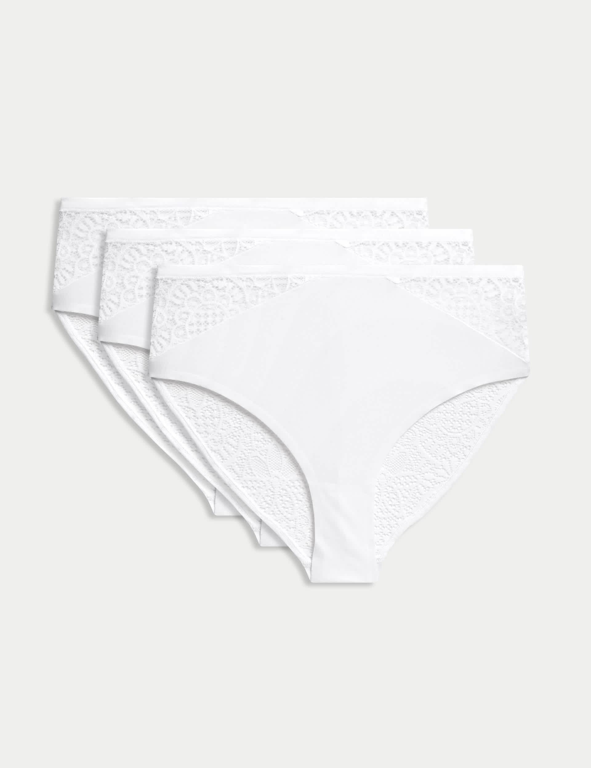 Body By M&S Women's 3pk Body Soft™ High Waisted Brazilian Knickers - 16 - White, White,Slate Blue,Opaline,Black