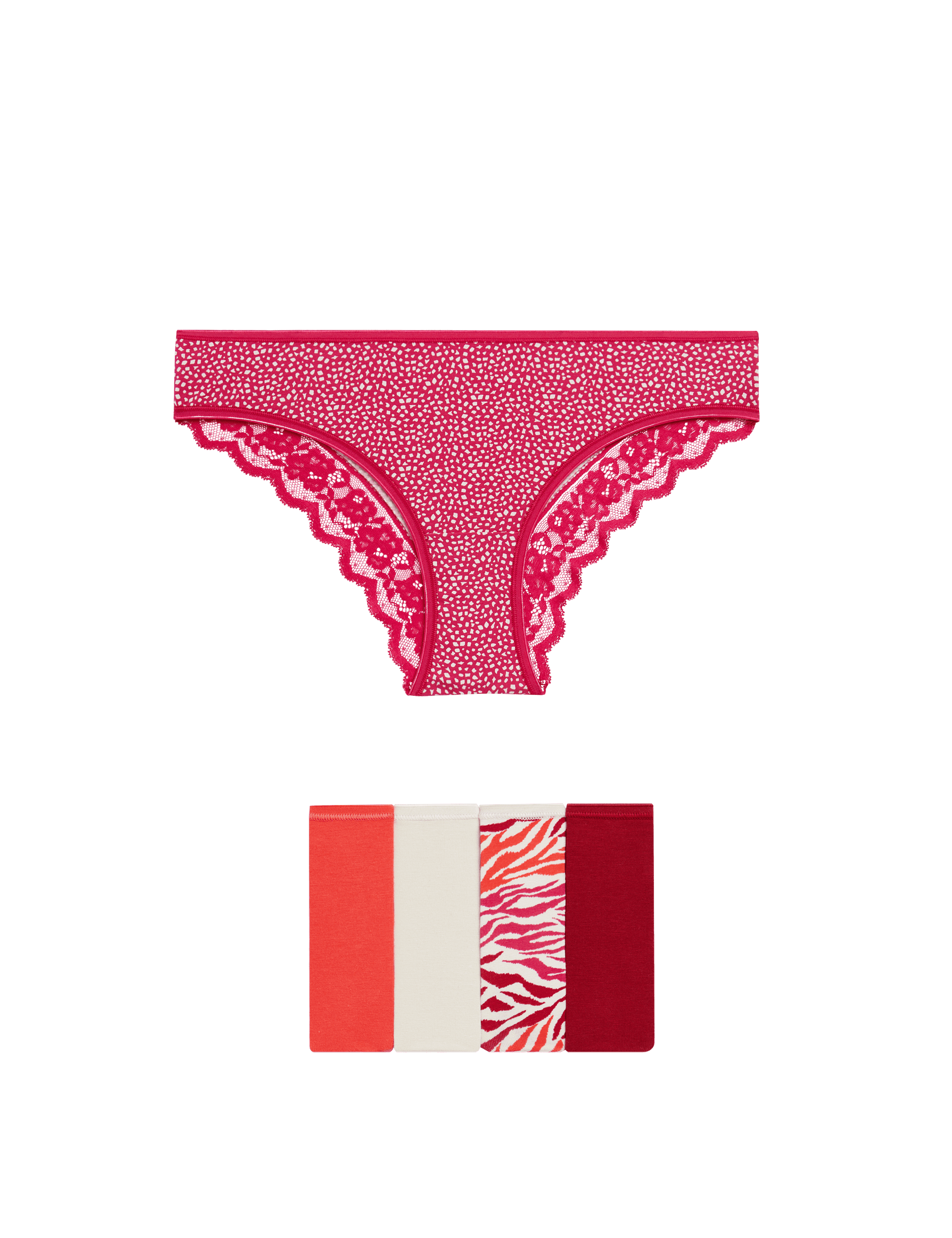 M&S Collection Women's 5pk Cotton Rich Printed Brazilian Knickers - 12 - Lacquer Red, Lacquer Red,Bl