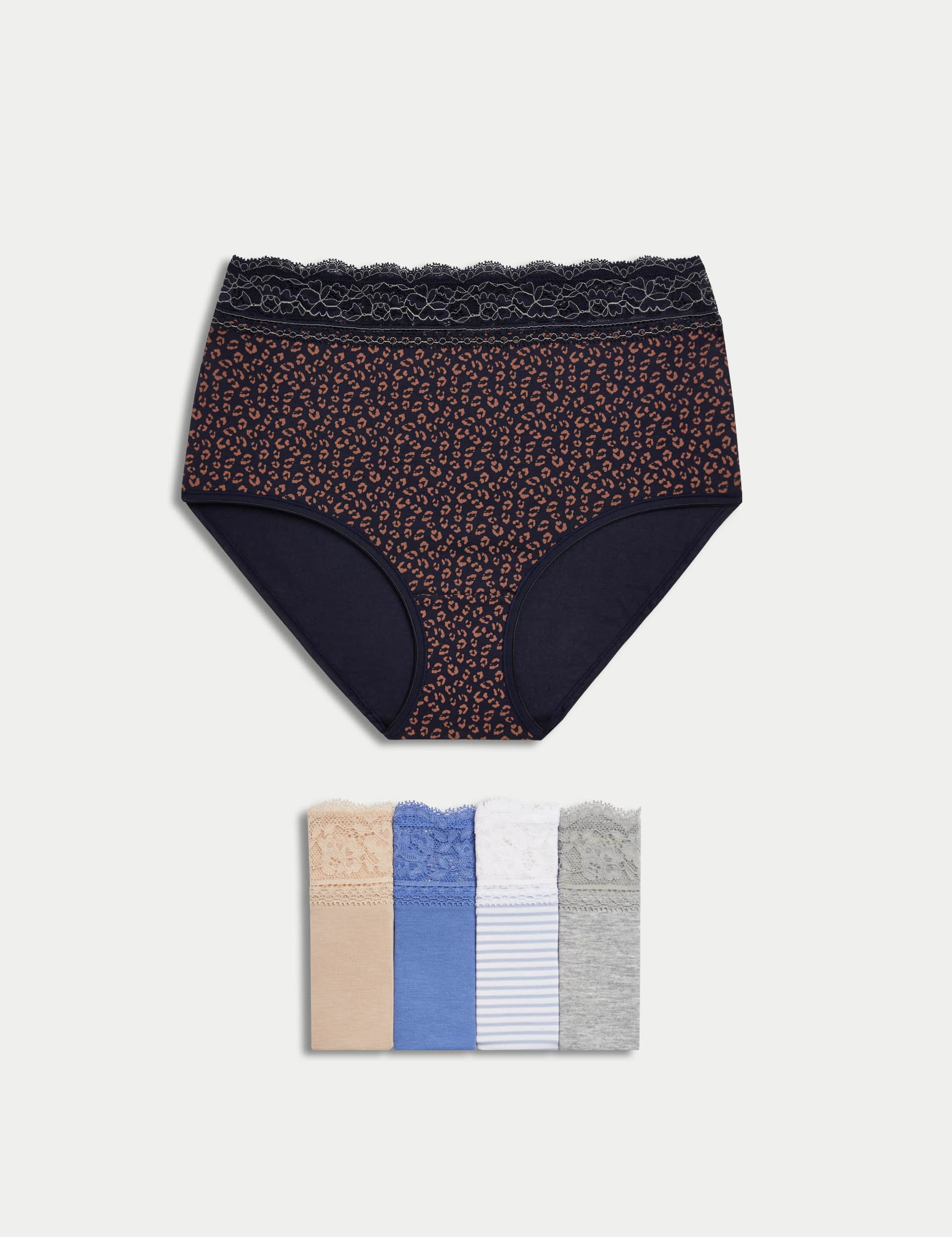 M&S Women's 5pk Cotton Rich Printed Full Briefs