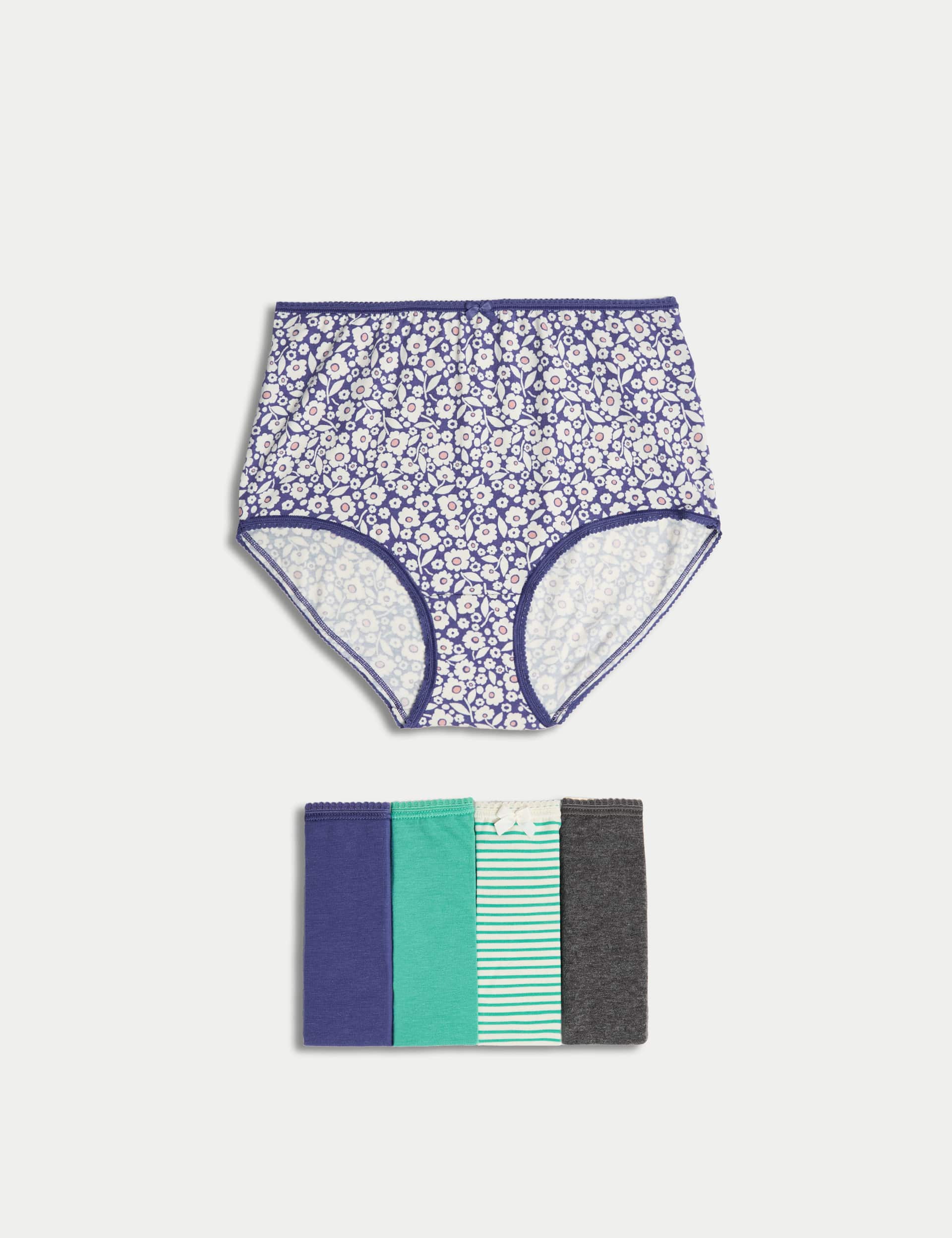 M&S Women's 5pk Cotton Lycra  Printed Full Briefs