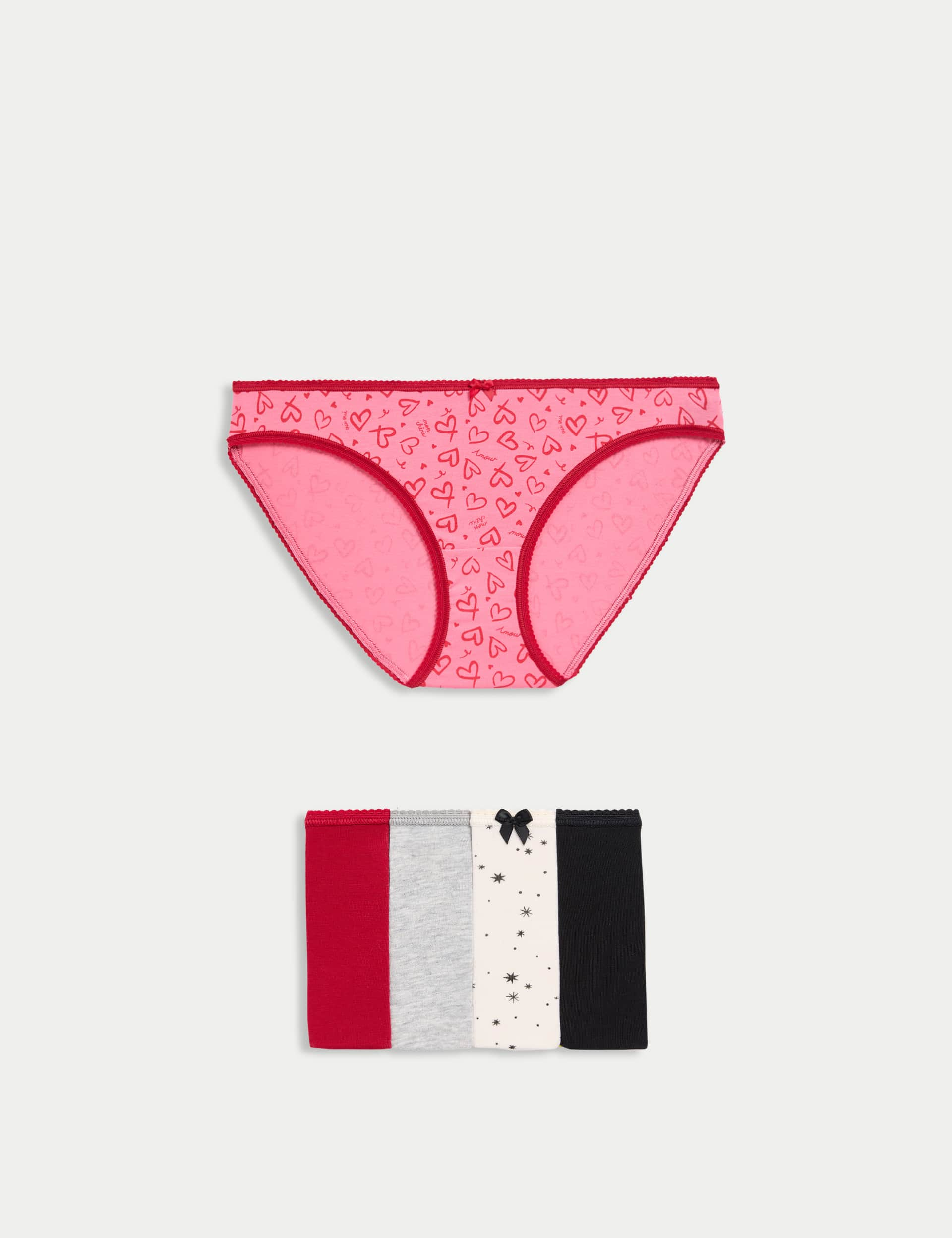 M&S Collection Women's 5pk Cotton Lycra Printed Bikini Knickers - 12 - Very Pink, Very Pink,Navy Mi