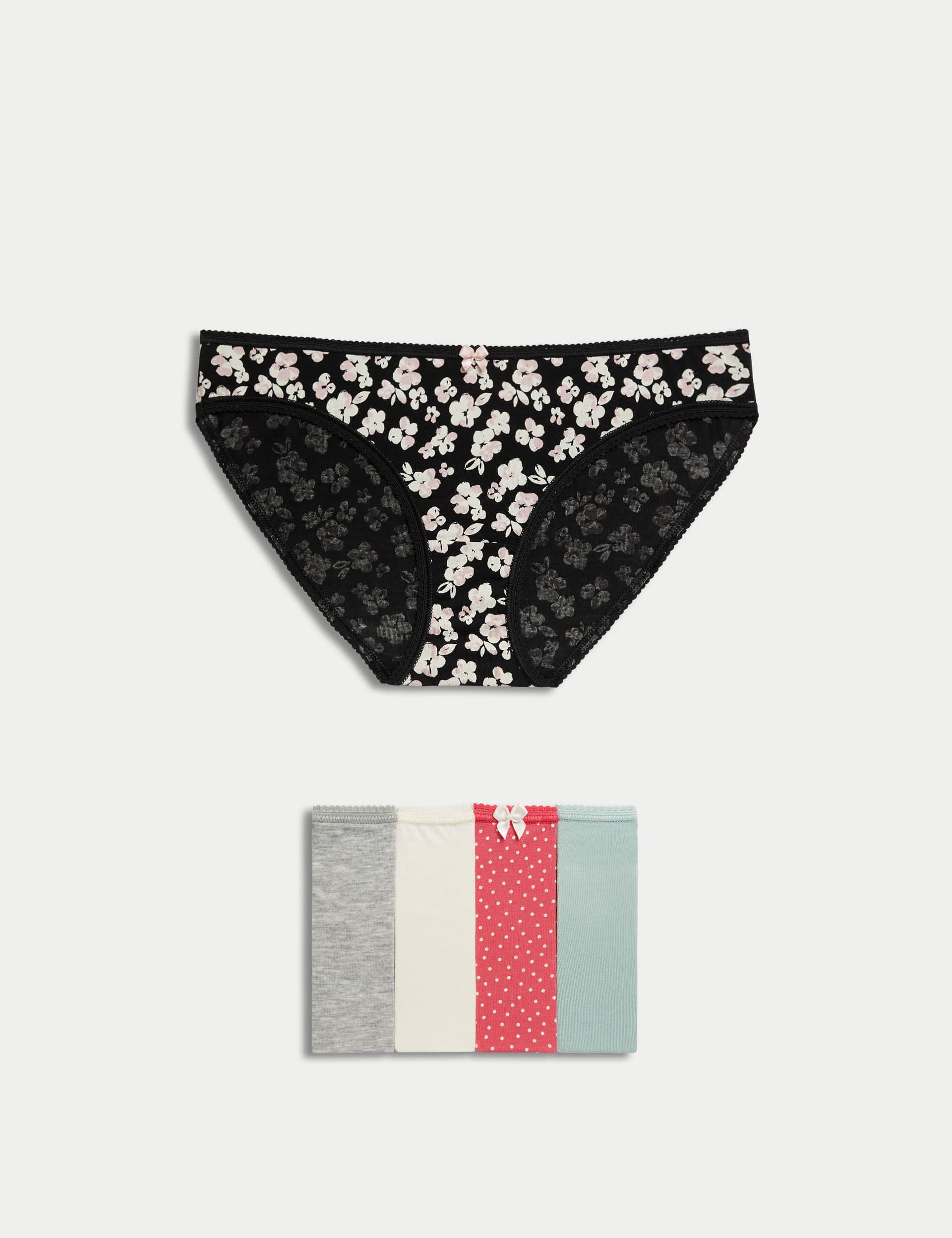 M&S Women's 5pk Cotton Lycra  Printed Bikini Knickers