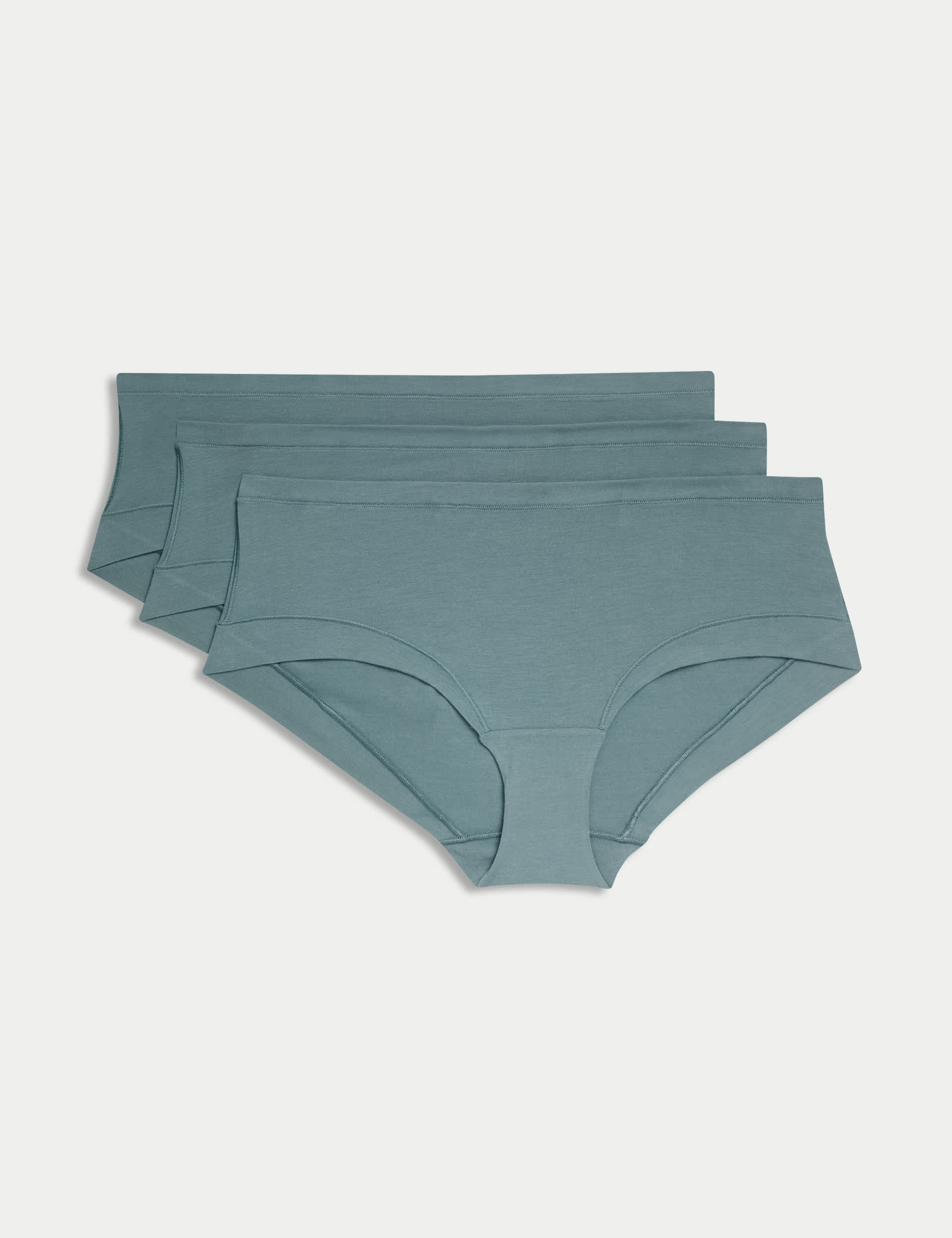 Body By M&S Women's 3pk Modal Flexifit Low Rise Knicker Shorts - 12 - Smokey Green, Smokey Green