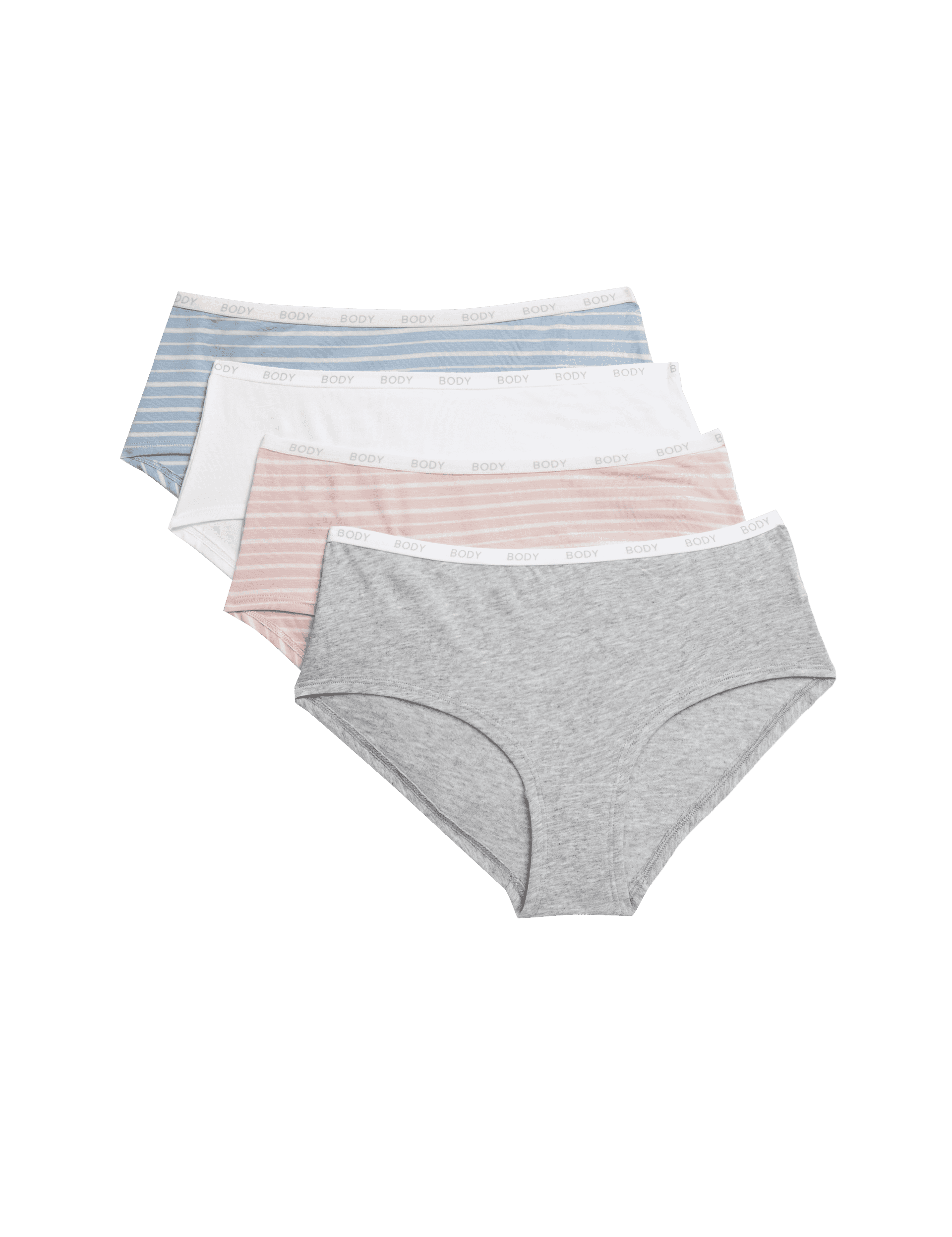 Body By M&S Women's 4pk Cotton Rich Low Rise Shorts - 12 - Light Blue Mix, Light Blue Mix,Cool Pink