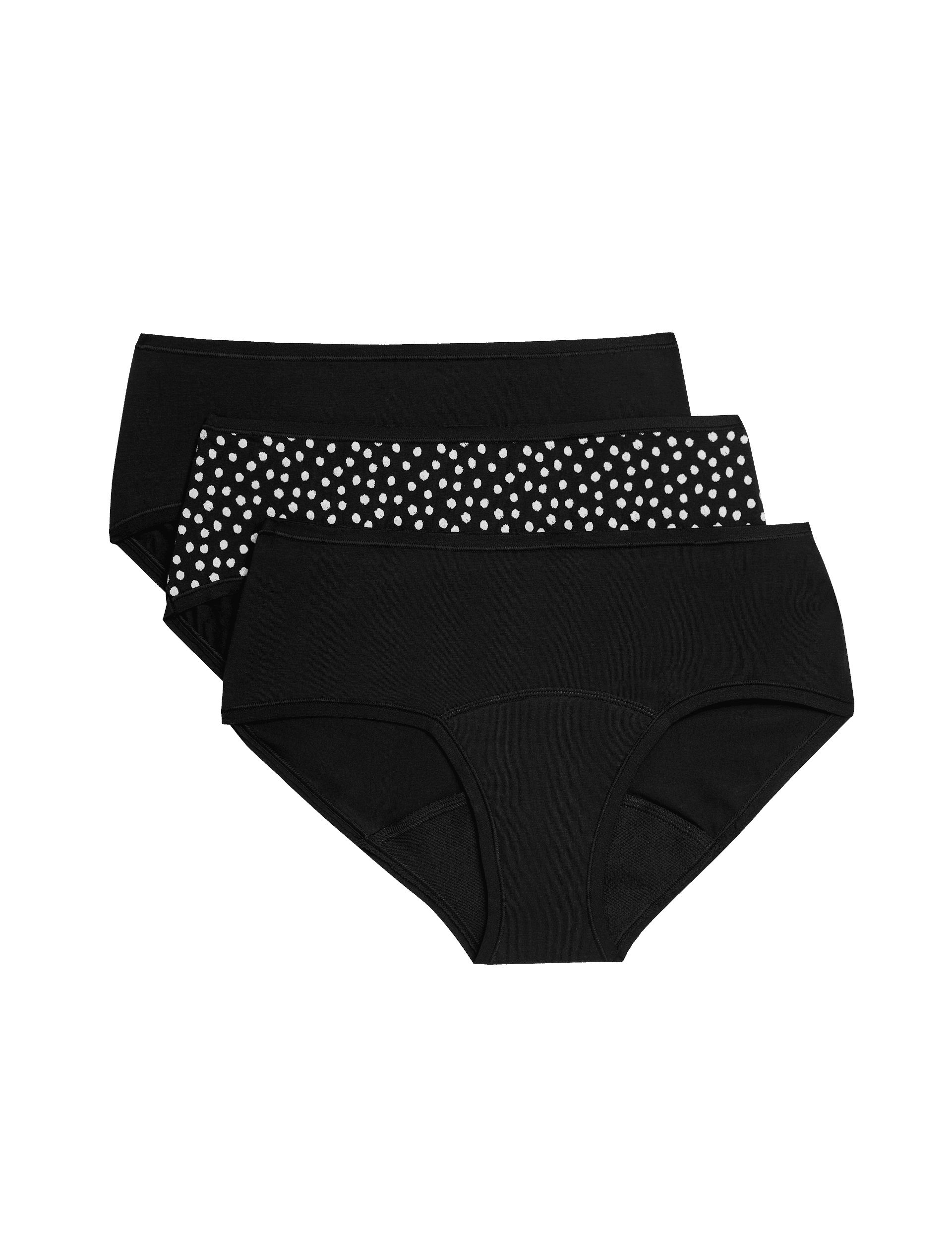 M&S Collection Women's 3pk Heavy Absorbency Period Low Rise Shorts - 6 - Black Mix, Black Mix