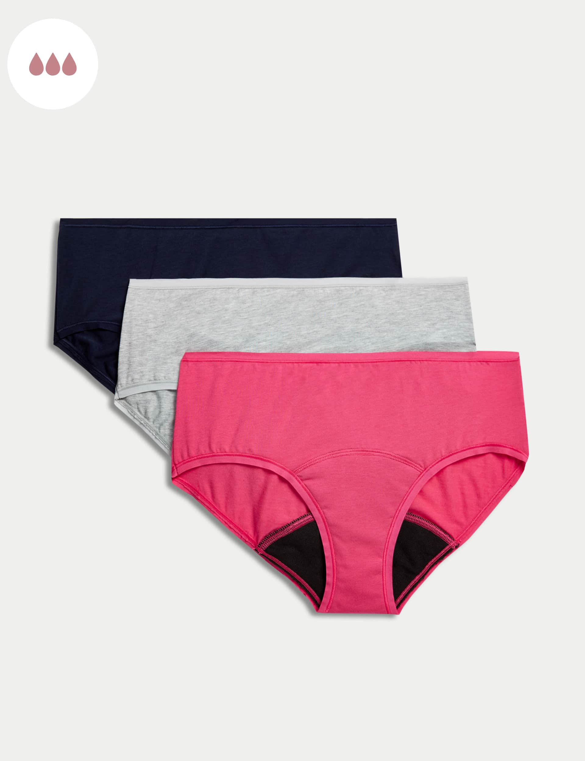 M&S Women's 3pk Heavy Absorbency Period Knicker Shorts