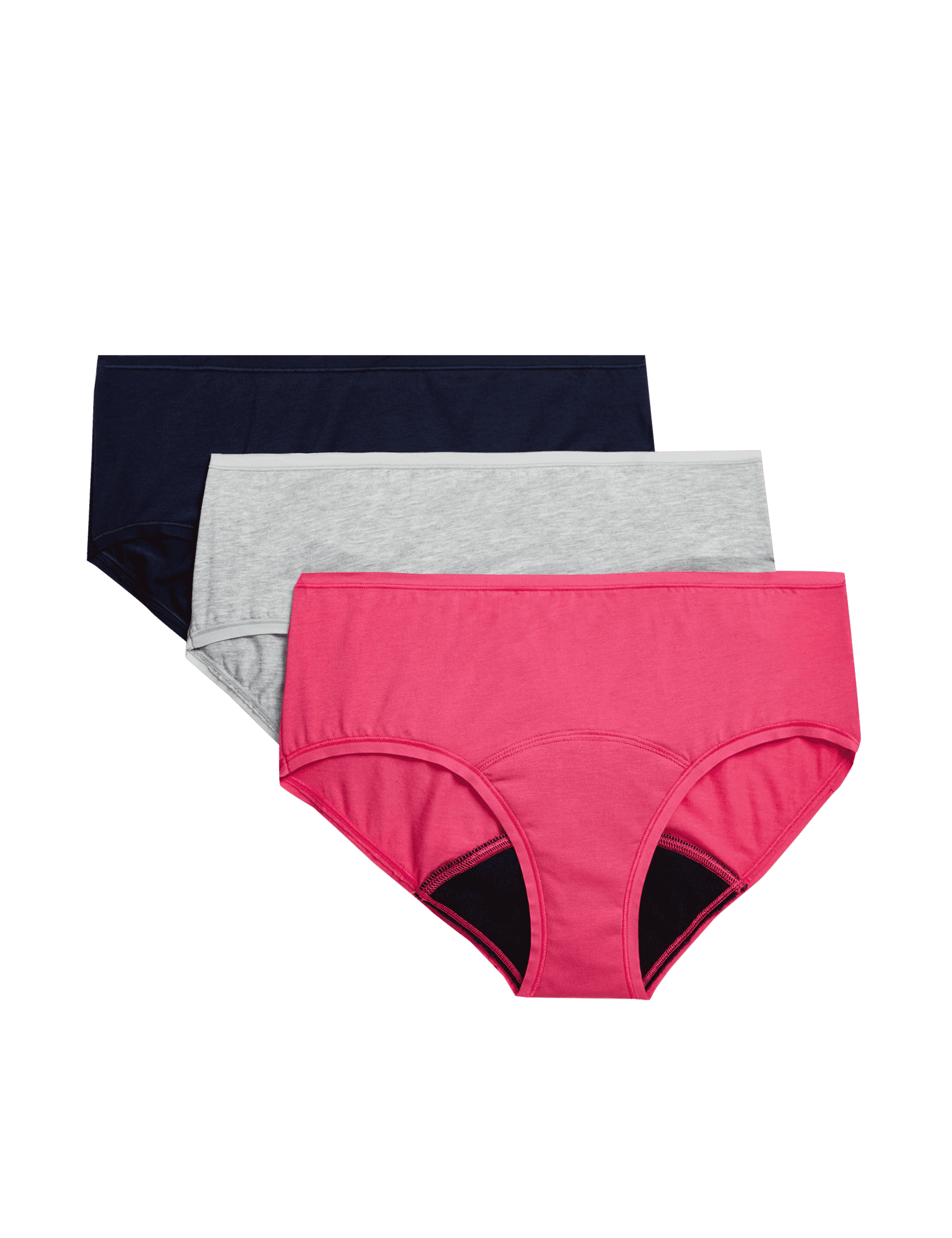 M&S Collection Women's 3pk Heavy Absorbency Period Knicker Shorts - 8 - Pink Mix, Rose Quartz,Pink M