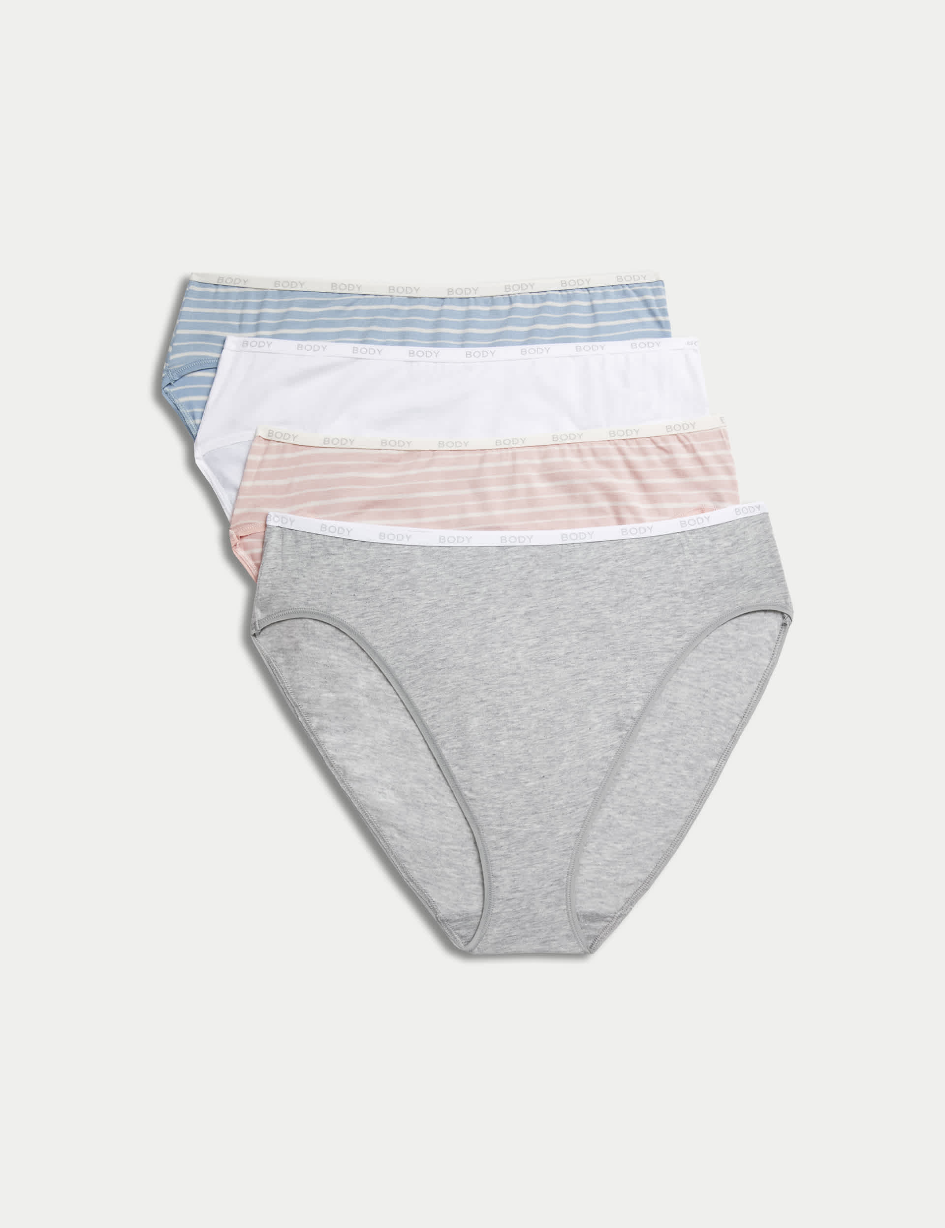 Body By M&S Women's 4pk Cotton Rich High Waisted High Leg Knickers