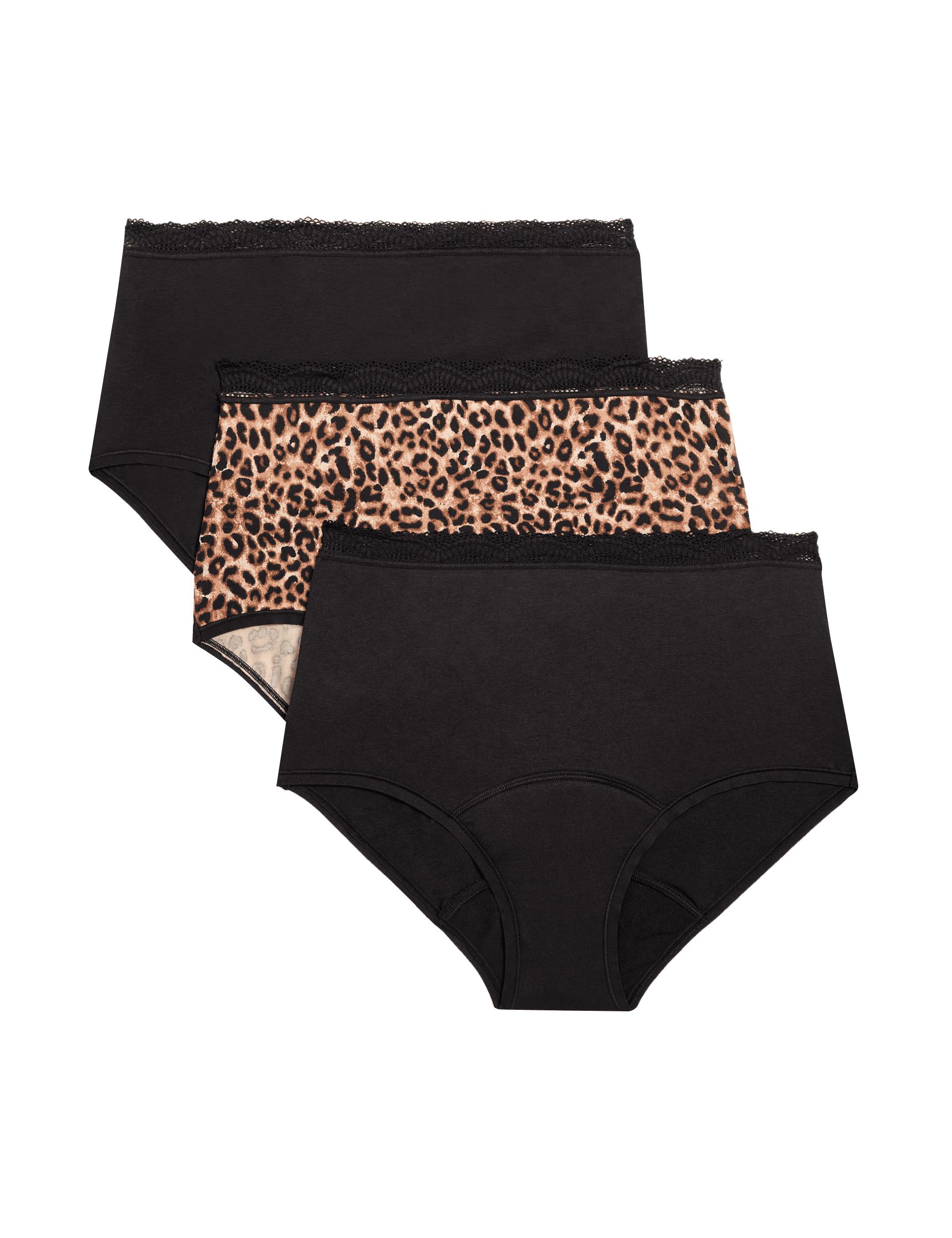 M&S Collection Women's 3pk Heavy Absorbency Period Full Briefs - 16 - Black Mix, Black Mix