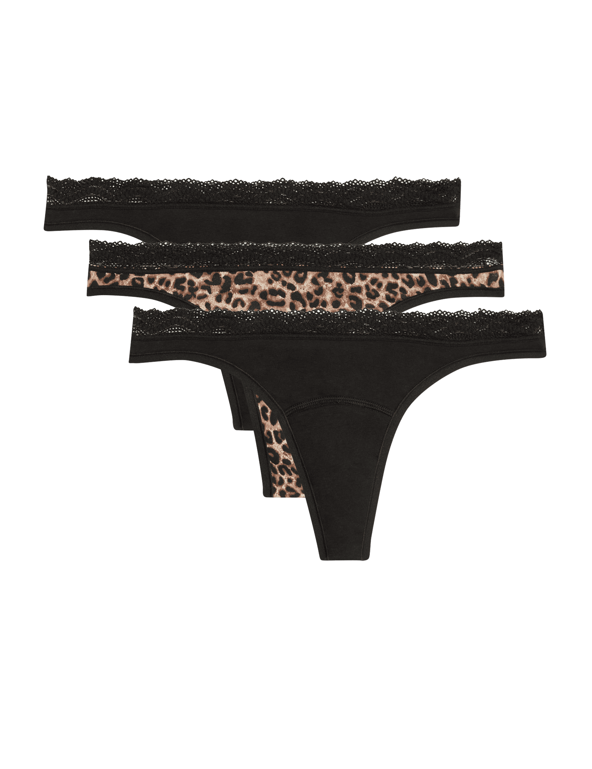 M&S Collection Women's 3pk Light Absorbency Period Thongs - 12 - Black, Black