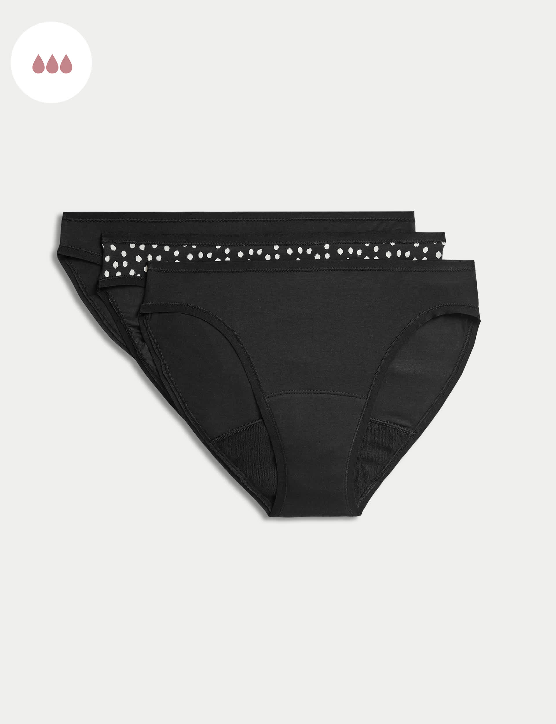 M&S Women's 3pk Heavy Absorbency High Leg Period Knickers